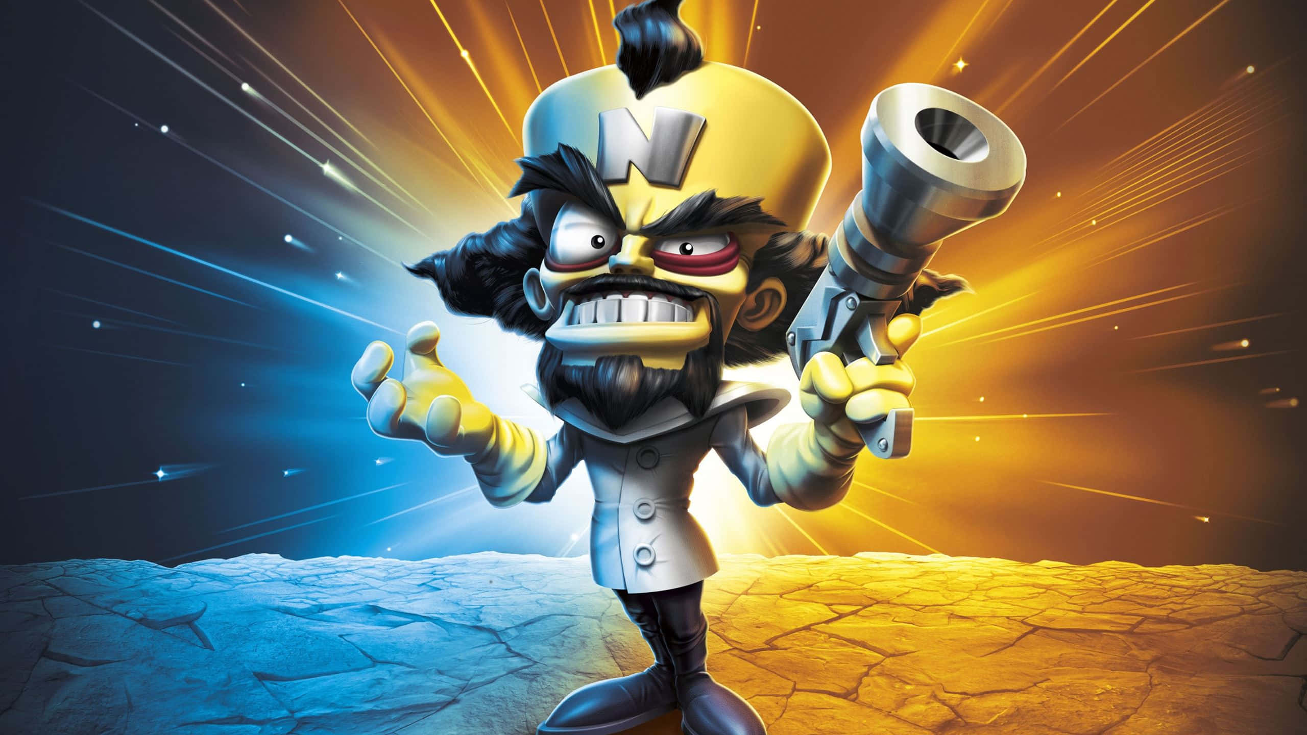 Skylanders, cartoon scientist, yellow helmet, 2K Desktop Wallpaper