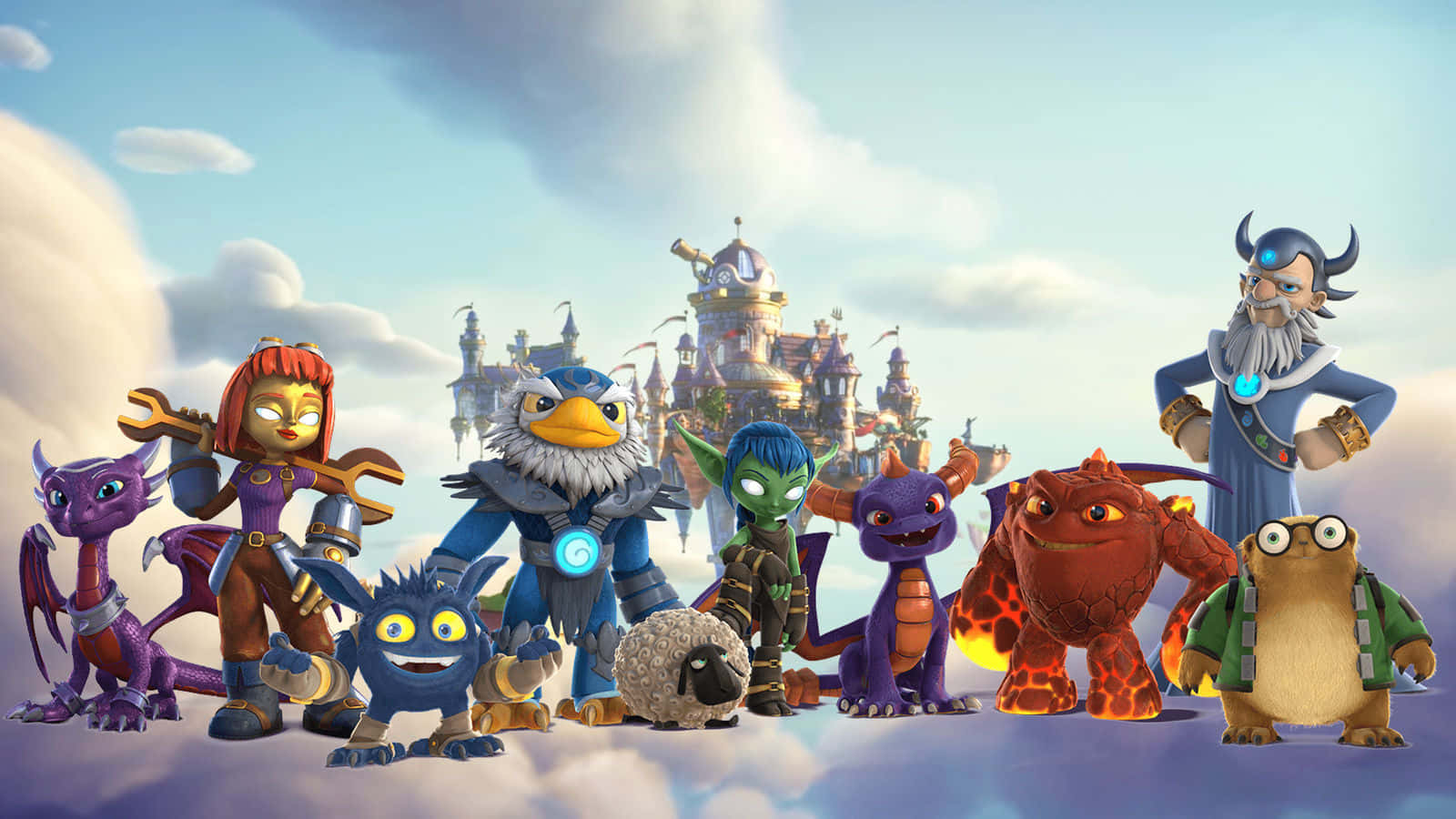 Skylanders, whimsical floating castle, bright sky, HD Desktop Wallpaper