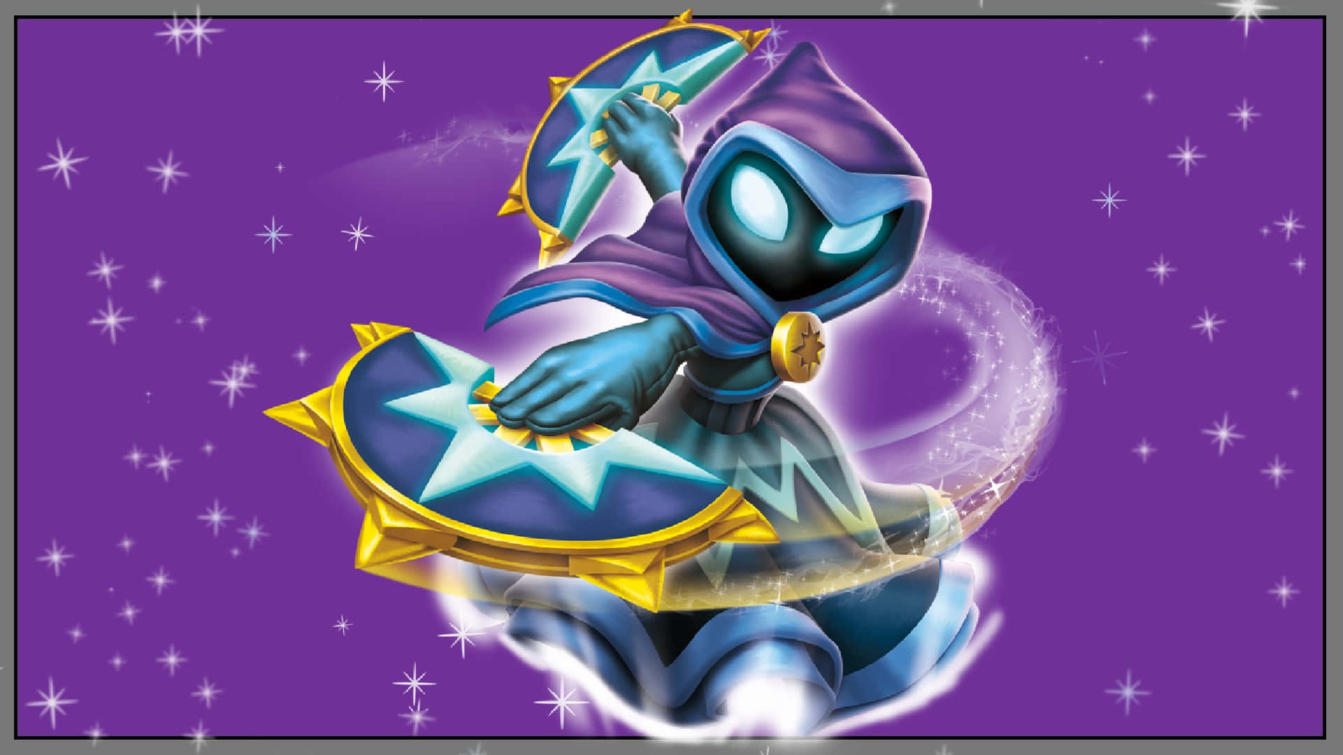 Skylanders, blue hooded character, glowing eyes, Full HD Desktop Wallpaper