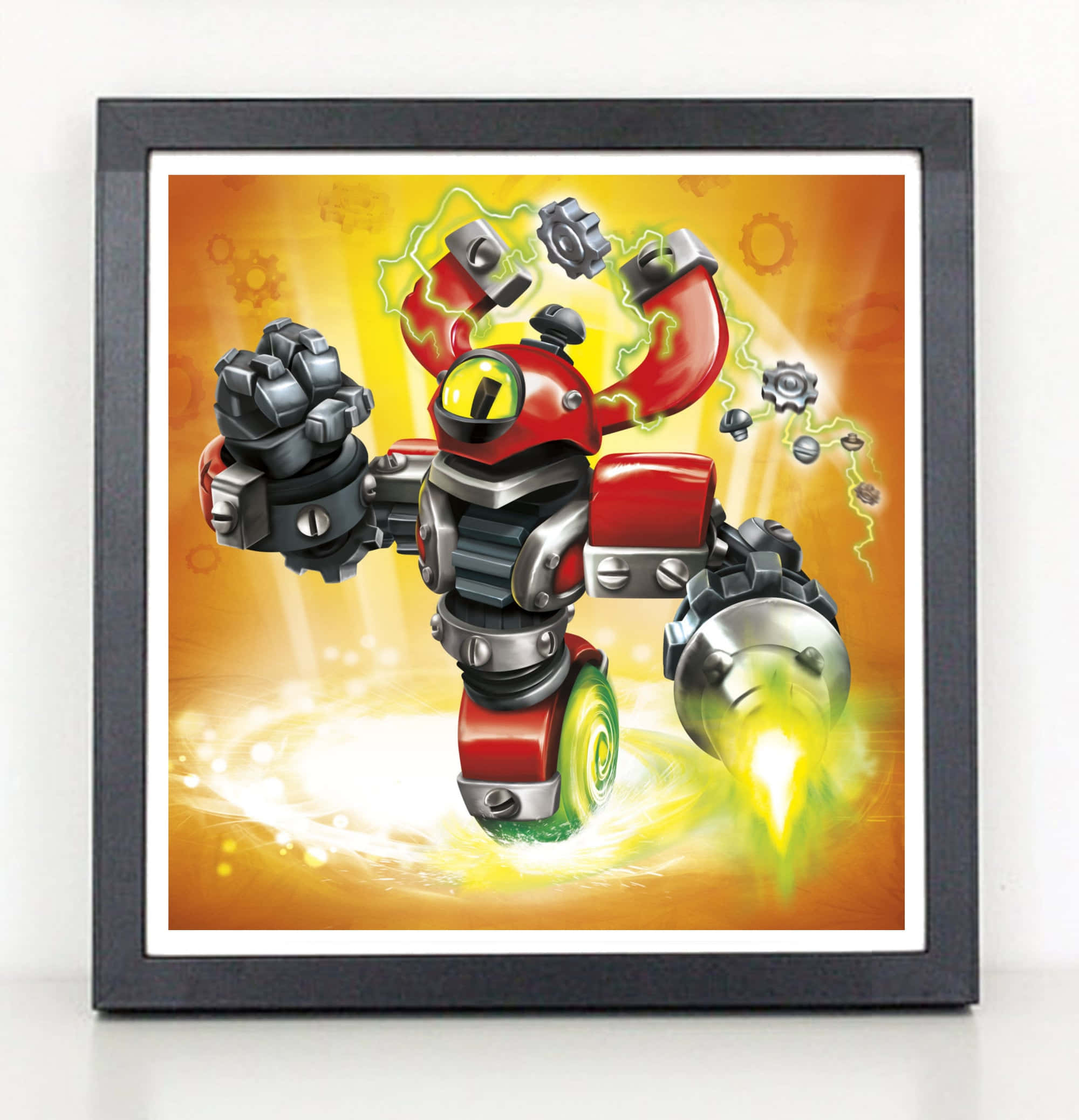 Skylanders, red and silver robot, glowing yellow eyes, Full HD Phone Wallpaper