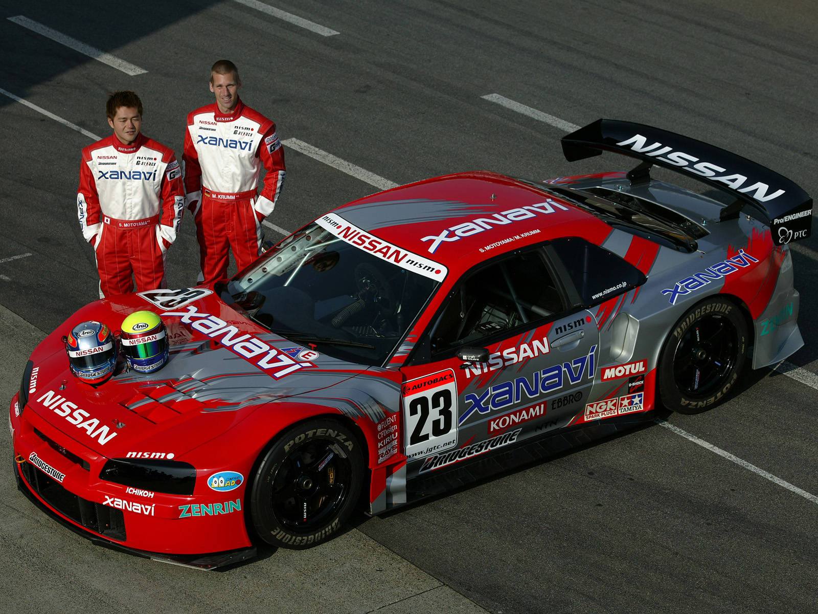 Skyline Car, 2003 Championship, red silver Nissan GT-R, HD Desktop Wallpaper