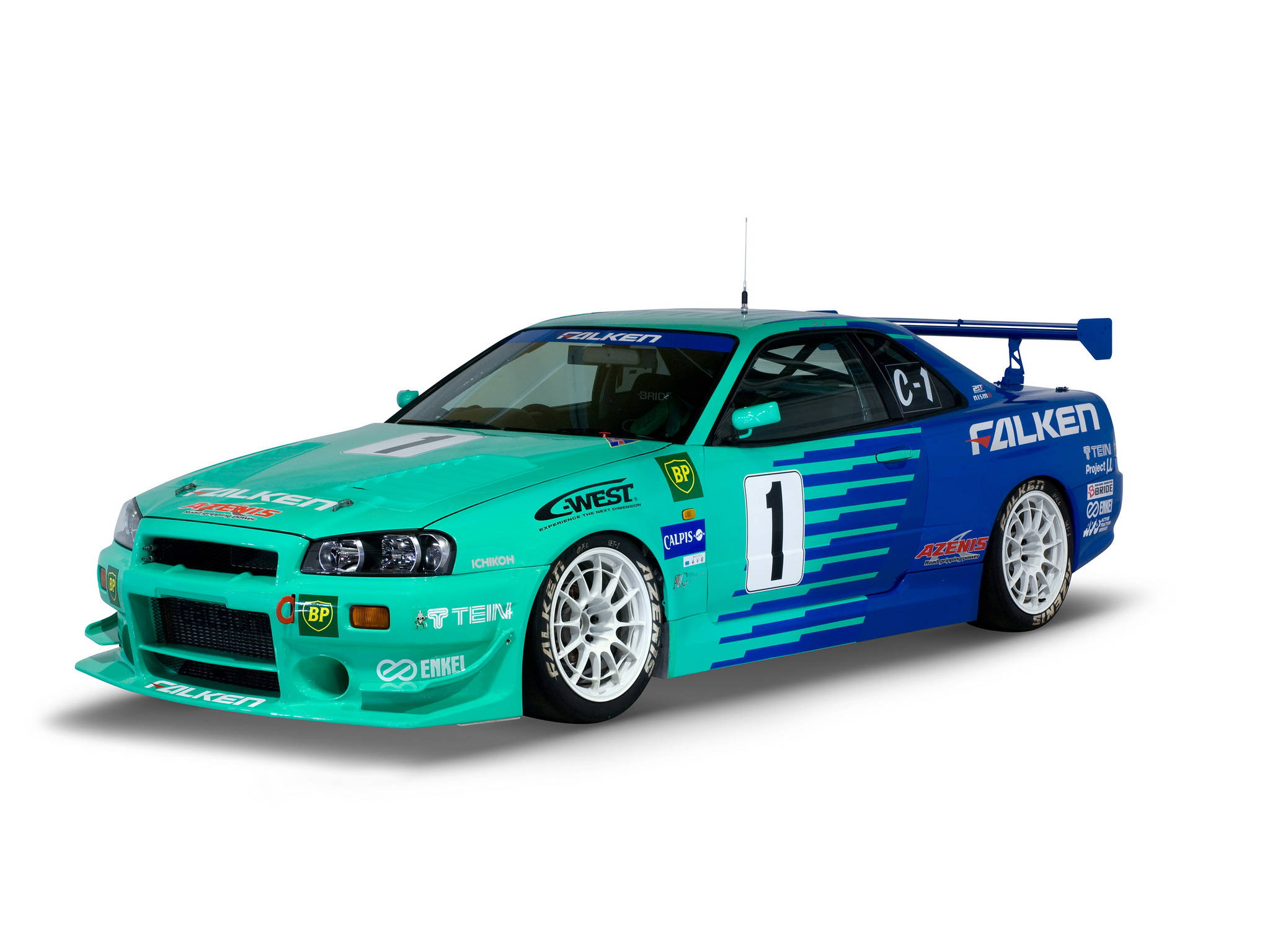 Skyline Car, mint green, blue, Full HD Desktop Wallpaper