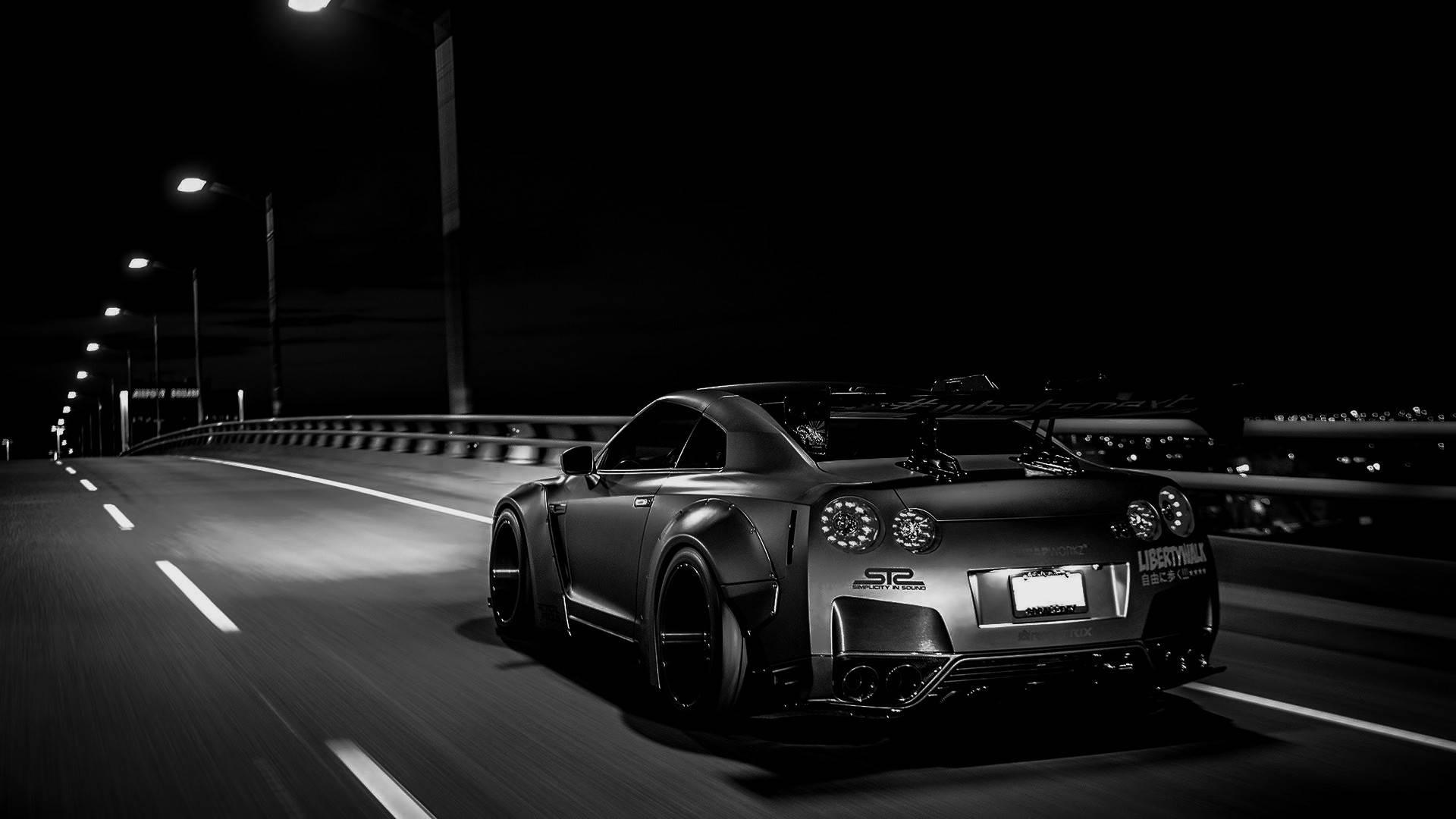 Skyline Car, matte black, sports car, Full HD Desktop Wallpaper