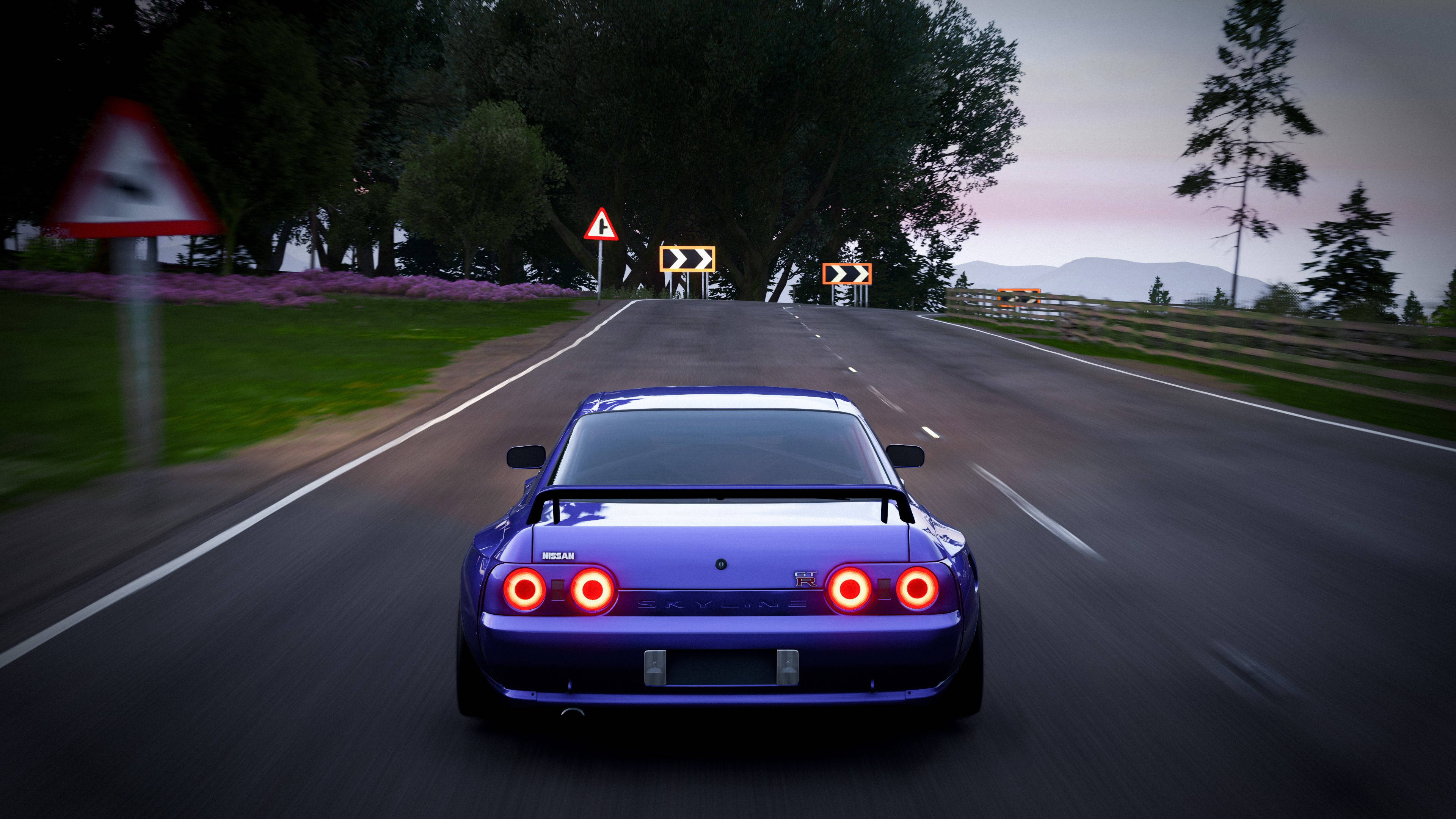 Skyline R32, vintage japanese power, vibrant purple, 4K Desktop Wallpaper
