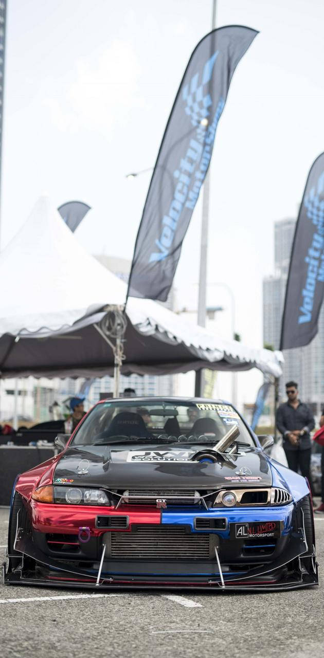 Skyline R32, breathtaking sunset, red blue and black, HD Phone Wallpaper