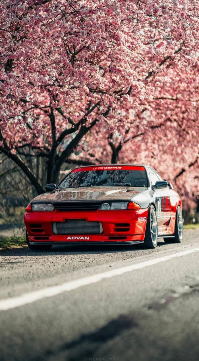 Skyline R32, red and white, modified sports car, SD Phone Wallpaper