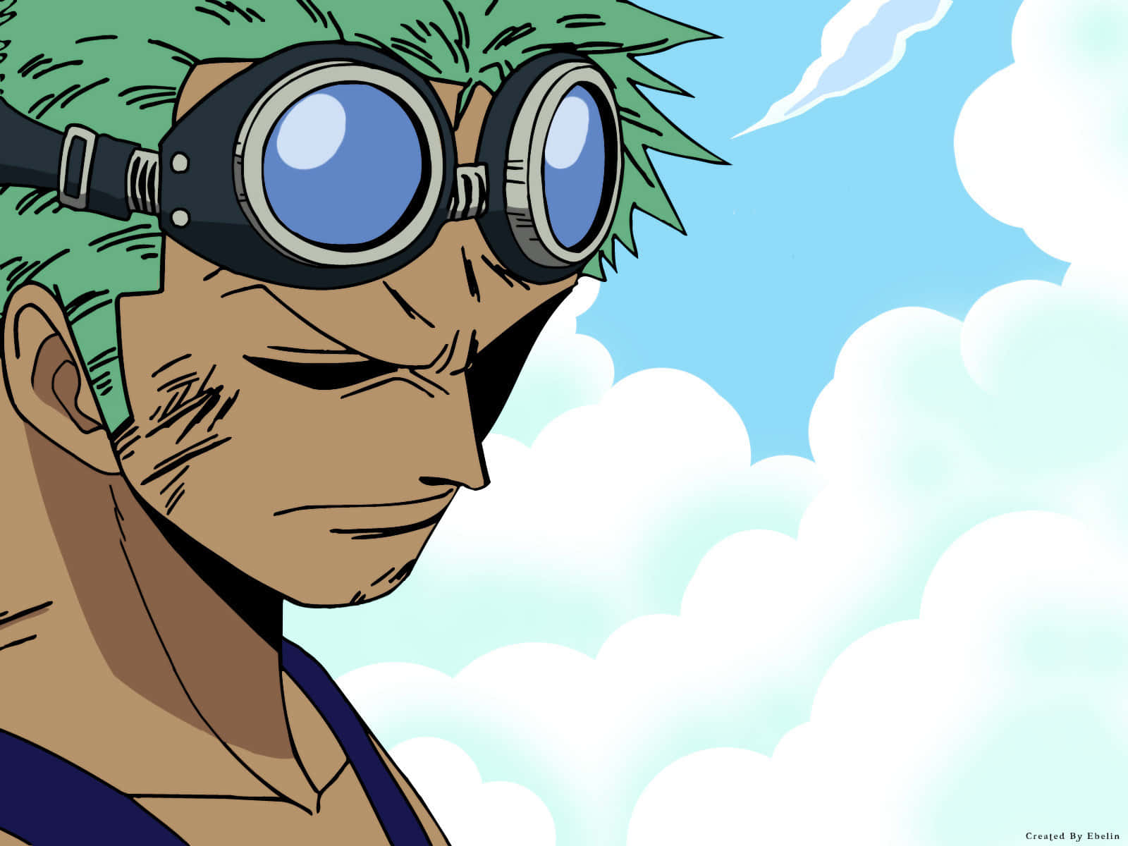 Skypiea, green hair, goggles, HD Desktop Wallpaper