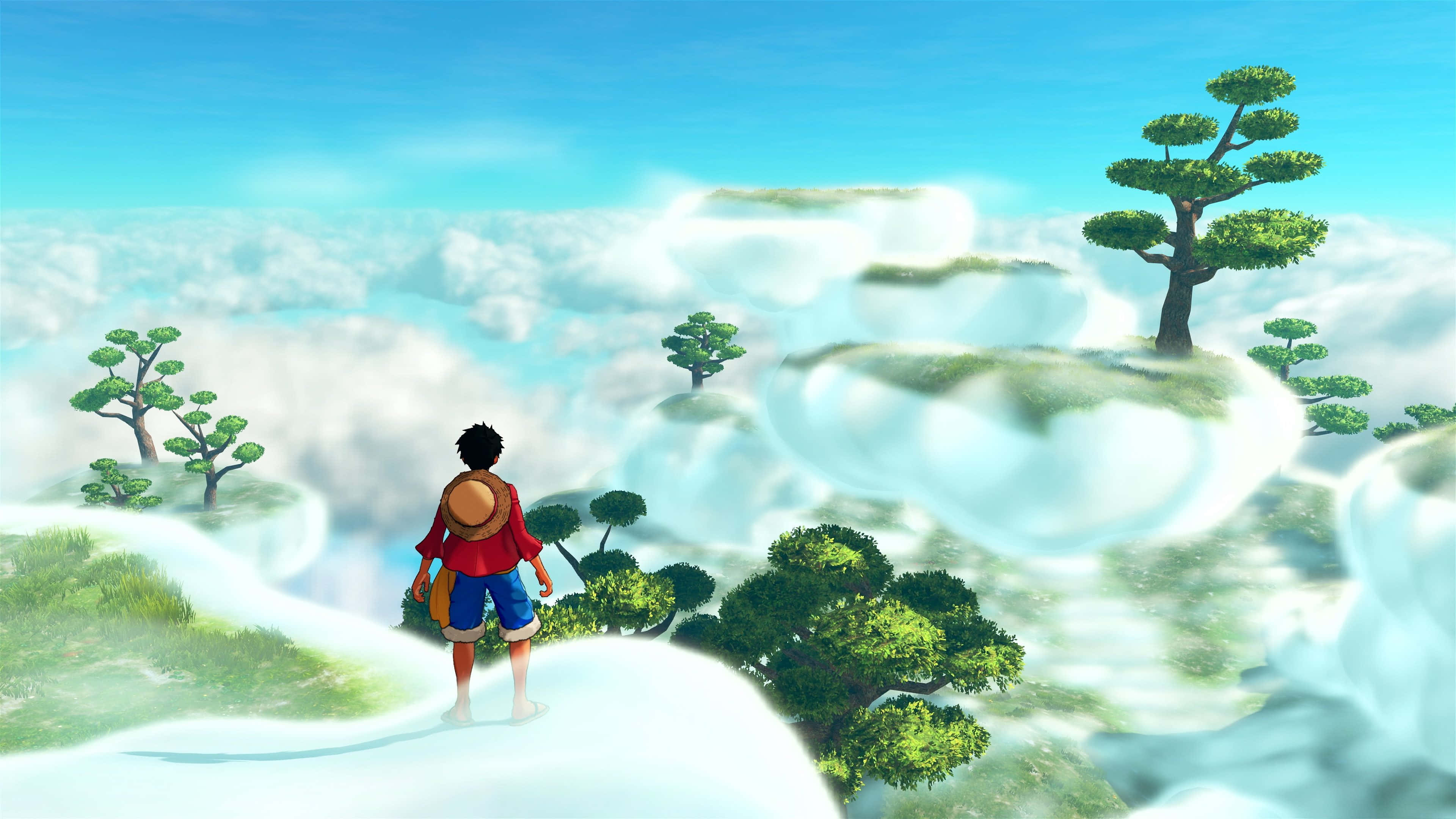 Skypiea, cloud island, floating green trees, 4K Desktop Wallpaper
