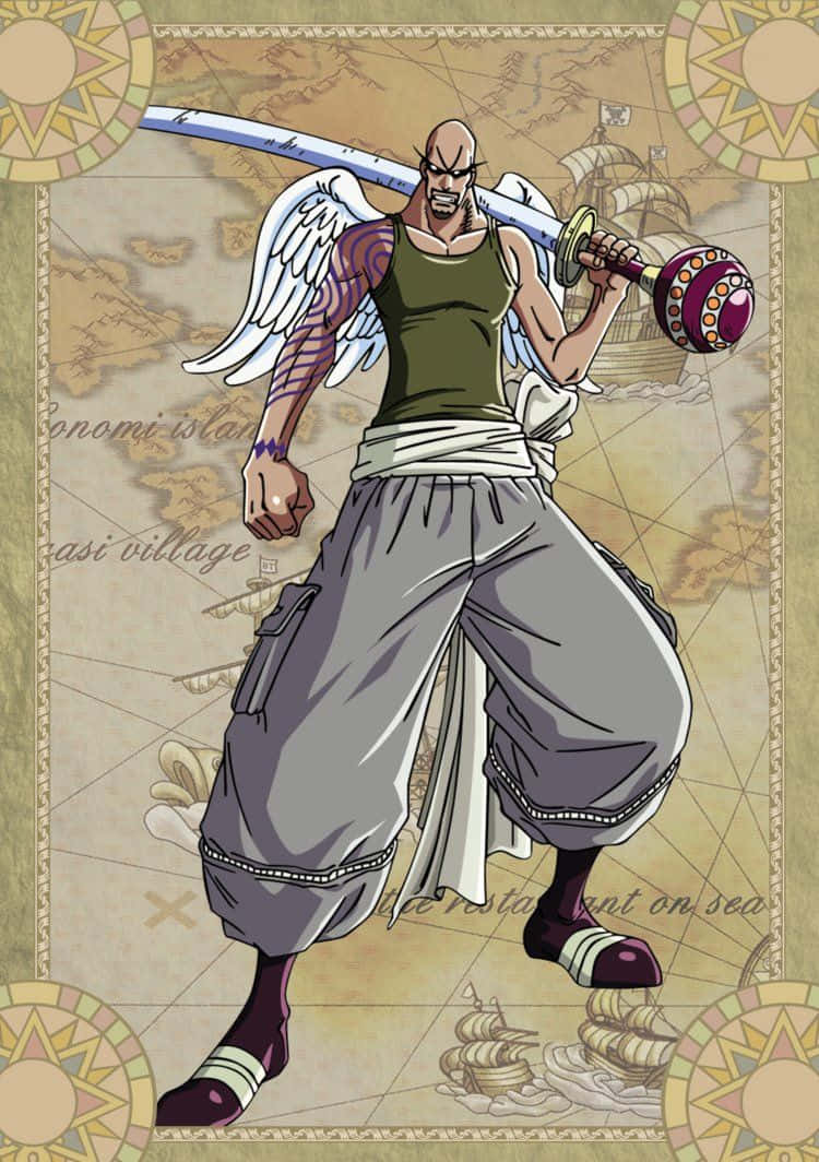 Skypiea, bald anime warrior, white wings, SD Phone Wallpaper