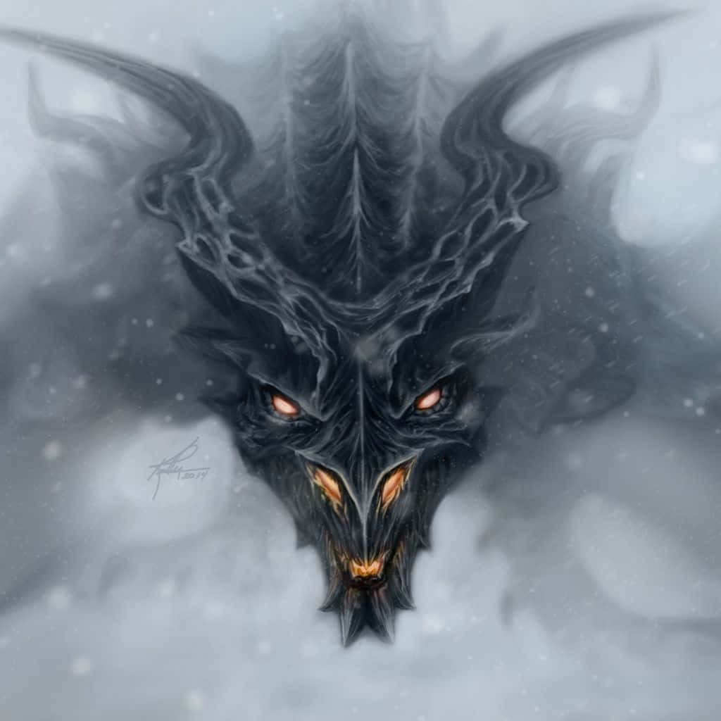 Alduin, Skyrim, black dragon, SD Desktop Wallpaper