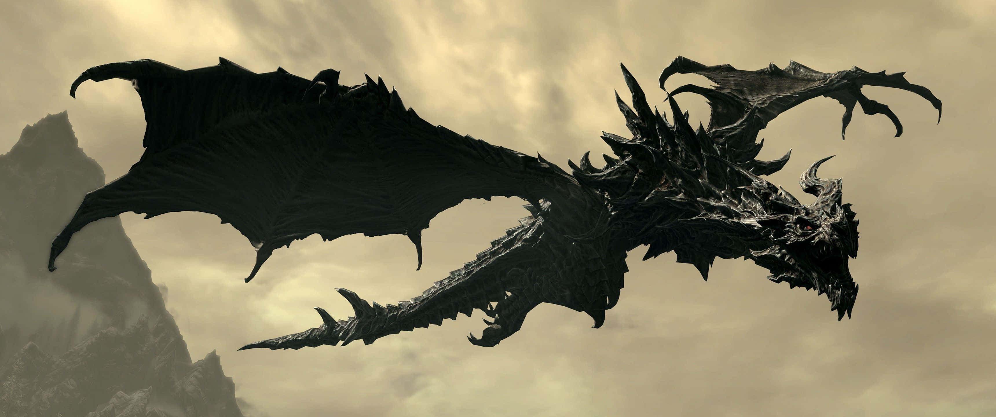 Alduin, Skyrim, dark dragon, 2K Desktop Wallpaper