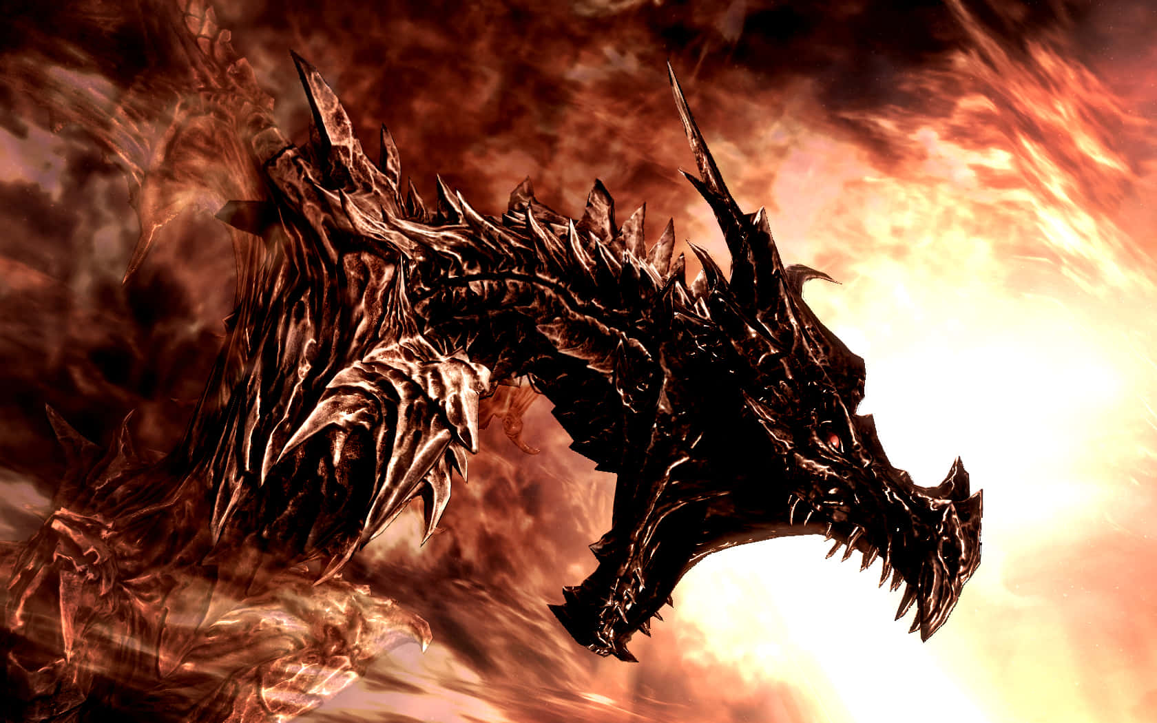 Skyrim, Alduin, spiked dragon, HD Desktop Wallpaper