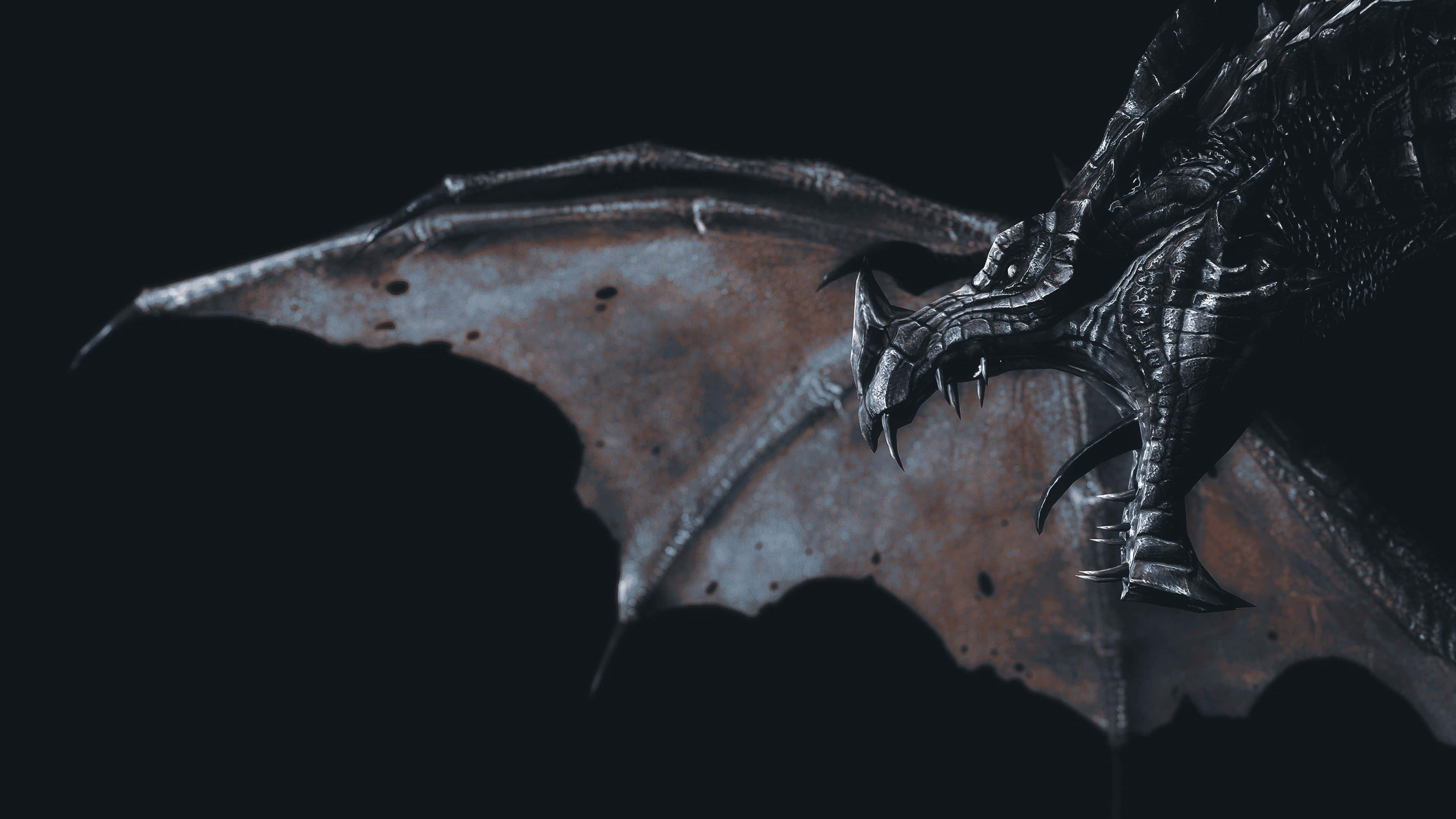 Skyrim, Alduin, black dragon, 4K Desktop Wallpaper