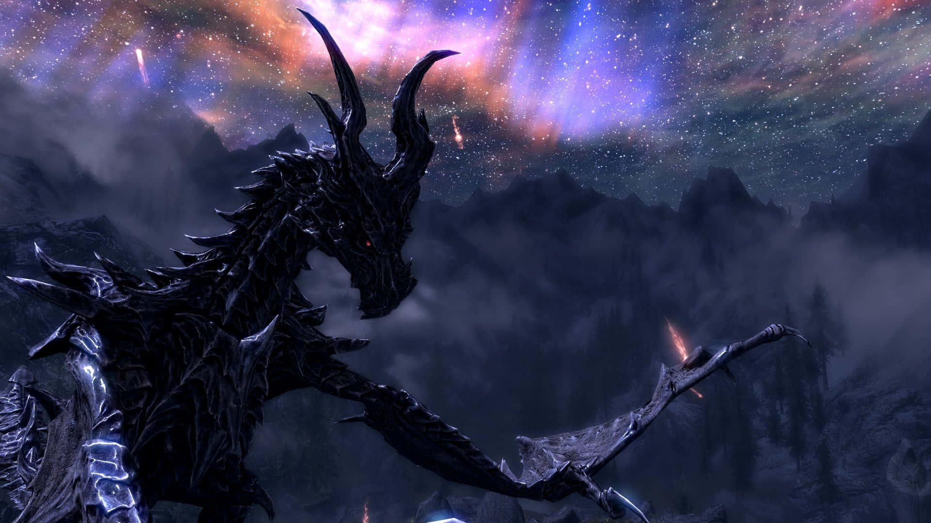 Skyrim, Alduin, black dragon, Full HD Desktop Wallpaper