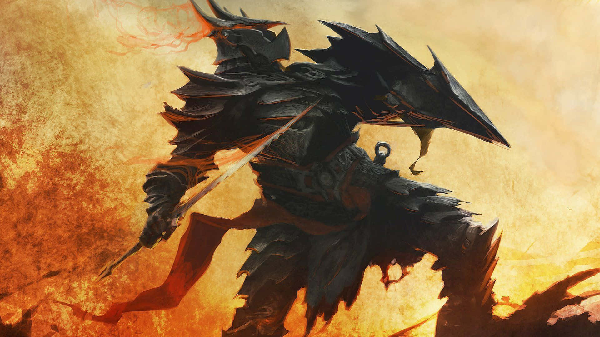 Skyrim, Daedric warrior, spiky helmet, Full HD Desktop Wallpaper