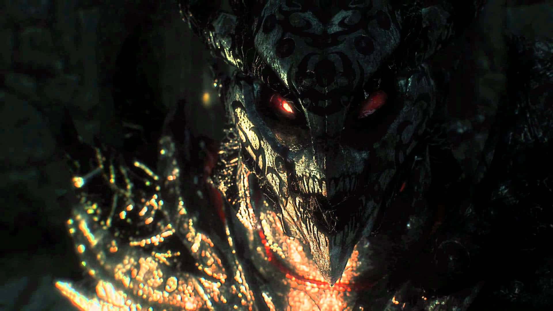 Skyrim Daedric, Daedric Warrior, glowing red eyes, Full HD Desktop Wallpaper