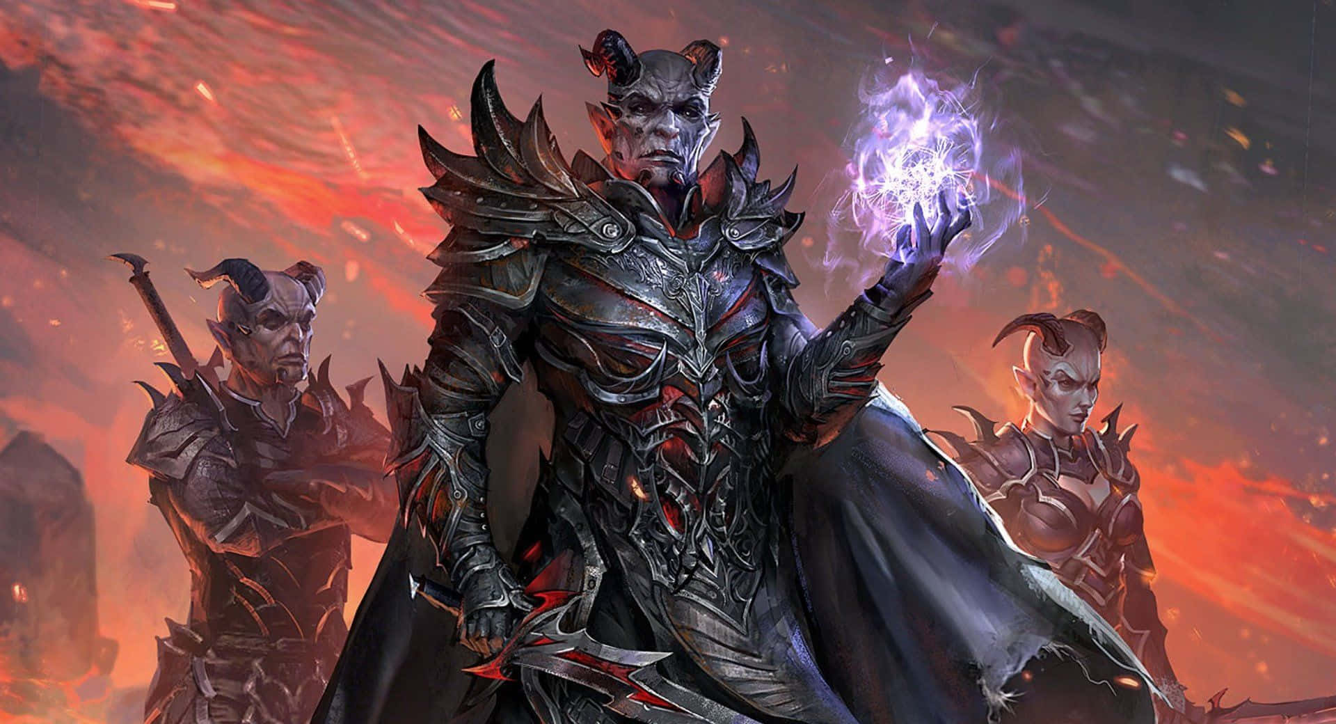 Skyrim Daedric, Daedric Warrior, ornate black armor, Full HD Desktop Wallpaper
