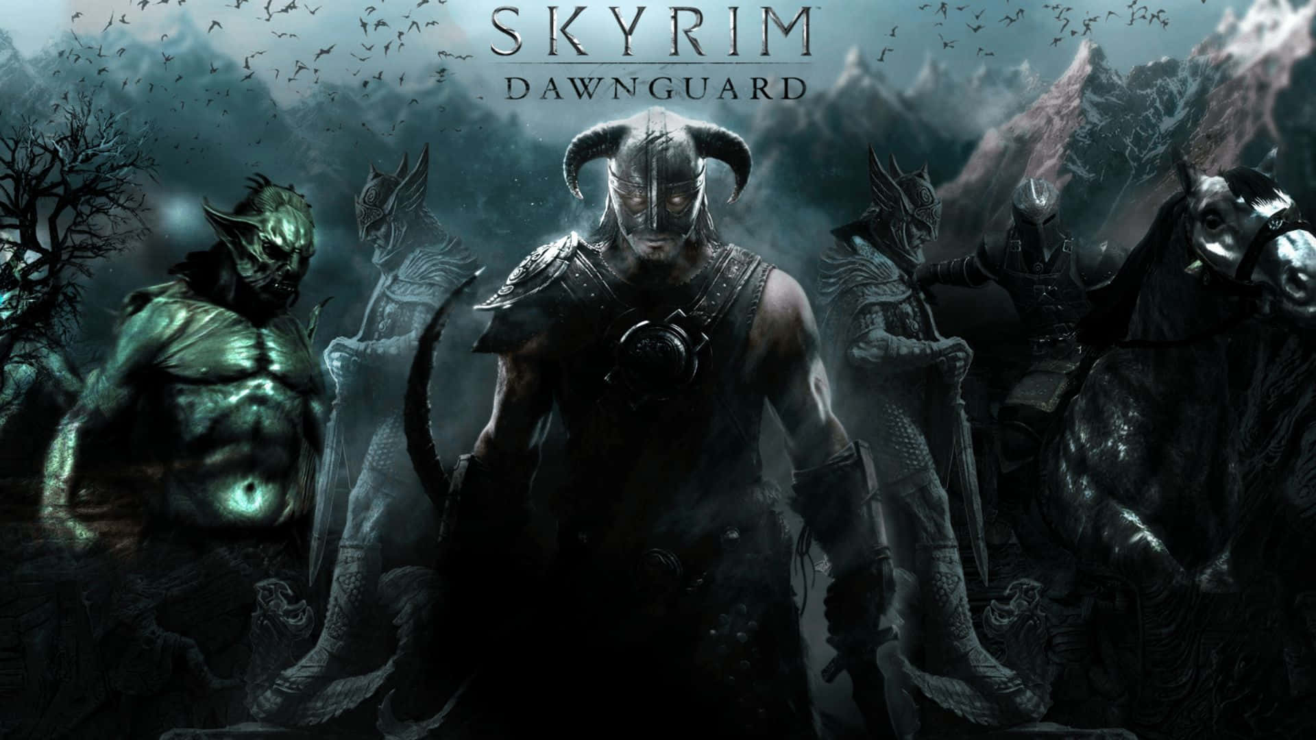 Skyrim Dawnguard, dark fantasy warrior, horned helmet, Full HD Desktop Wallpaper