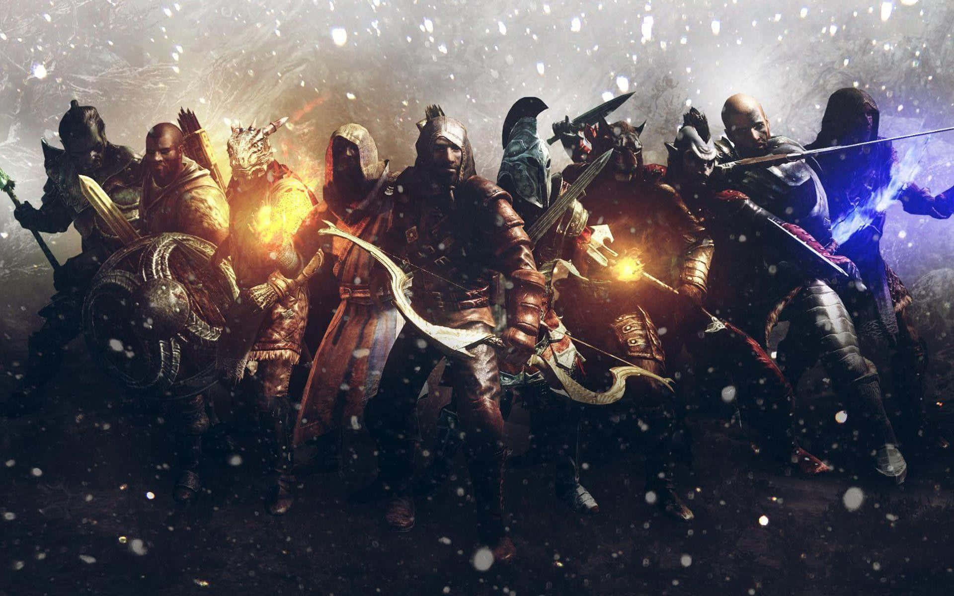 Skyrim Dawnguard, fantasy warriors, armor, Full HD Desktop Wallpaper