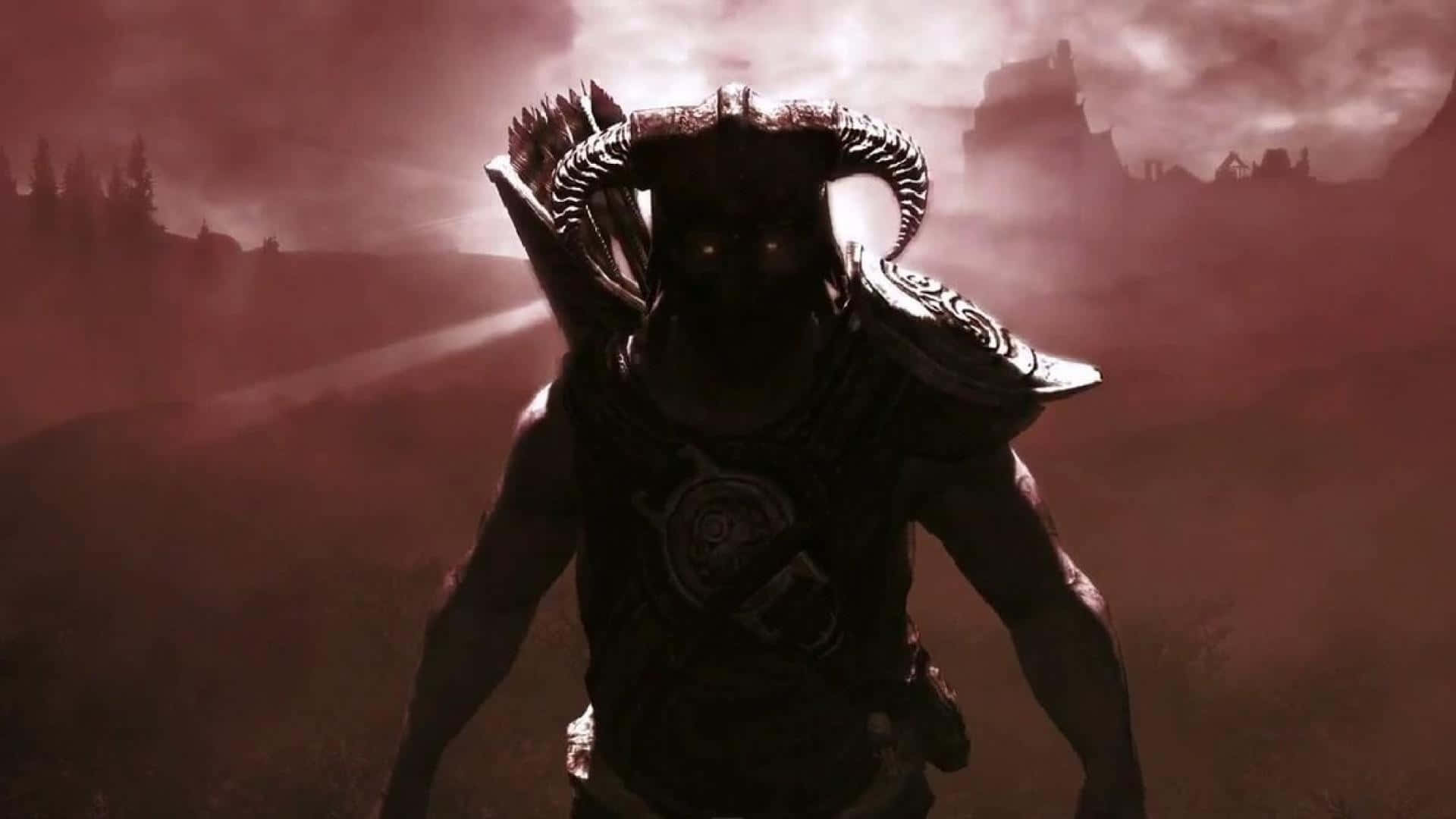 Skyrim Dawnguard, horned demonic figure, ornate armor, Full HD Desktop Wallpaper