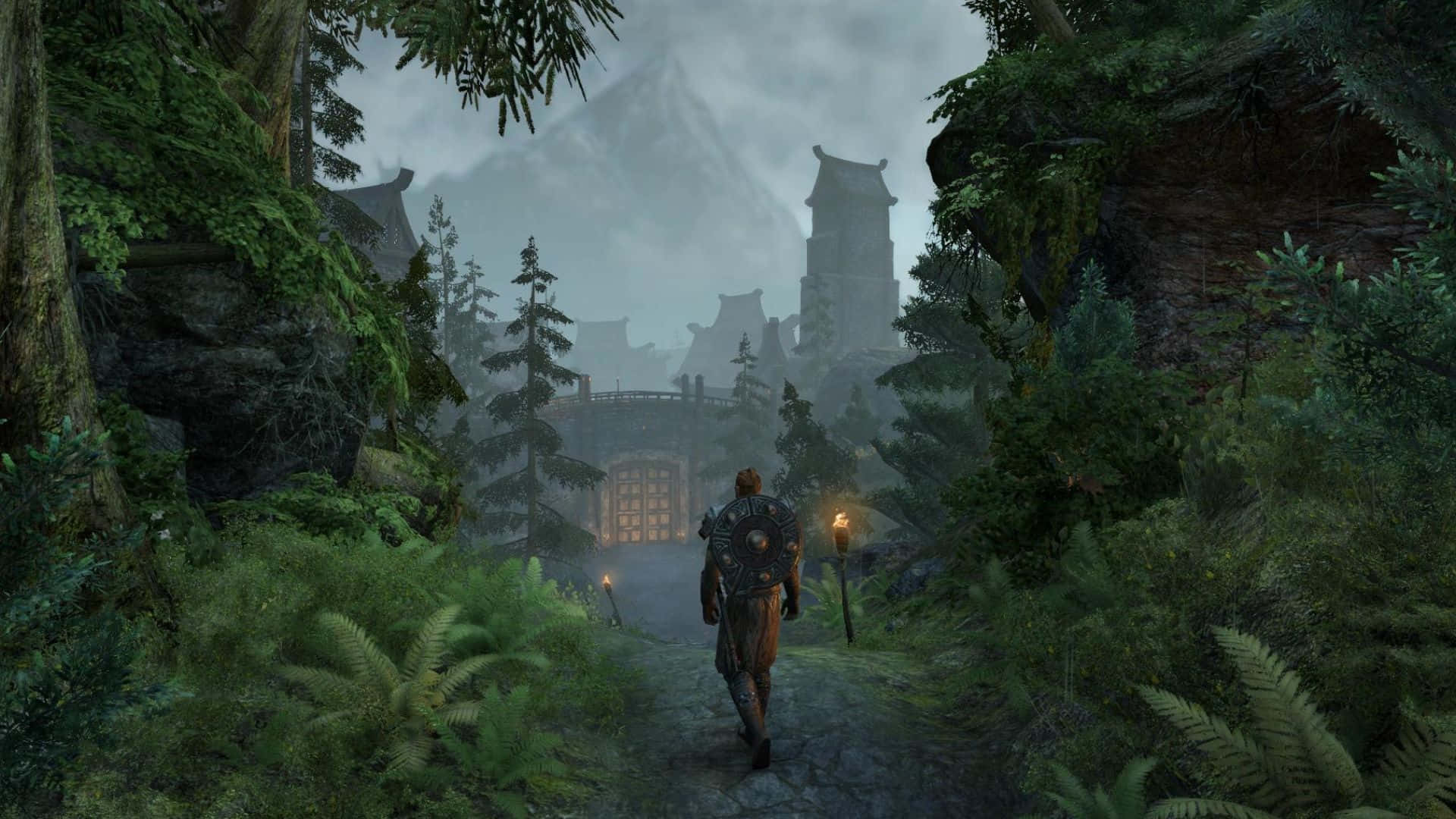 Skyrim, Falkreath, ancient stone towers, Full HD Desktop Wallpaper