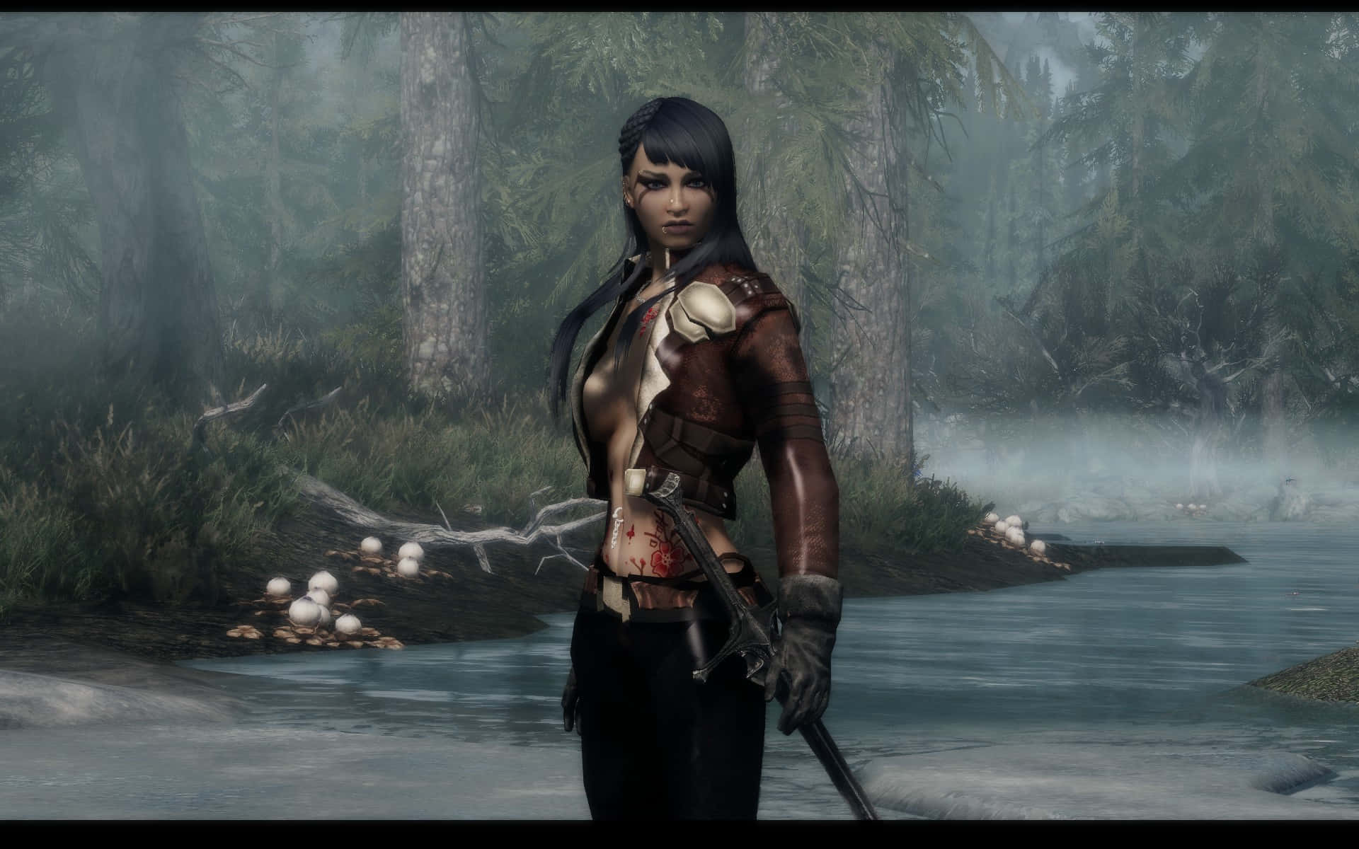 Skyrim, Karliah, misty river, Full HD Desktop Wallpaper