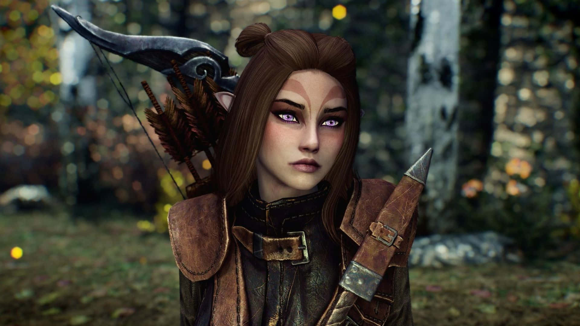 Karliah, Skyrim, elf archer, Full HD Desktop Wallpaper