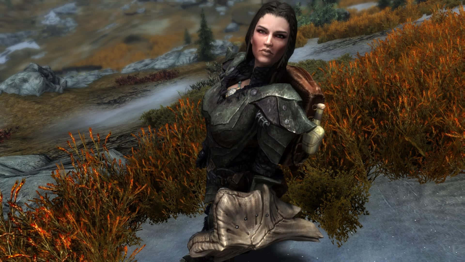 Skyrim Lydia, female warrior, detailed armor, Full HD Desktop Wallpaper