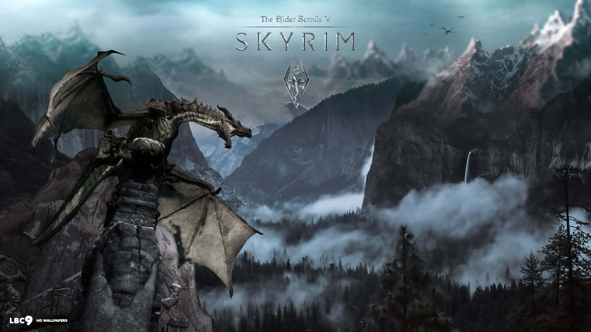 Skyrim, Paarthurnax, rocky peak, Full HD Desktop Wallpaper
