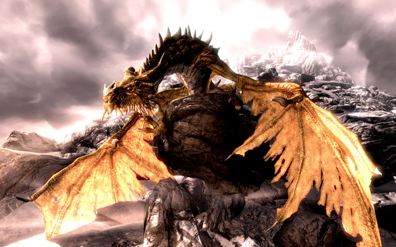 Skyrim, Paarthurnax, golden dragon, HD Desktop Wallpaper