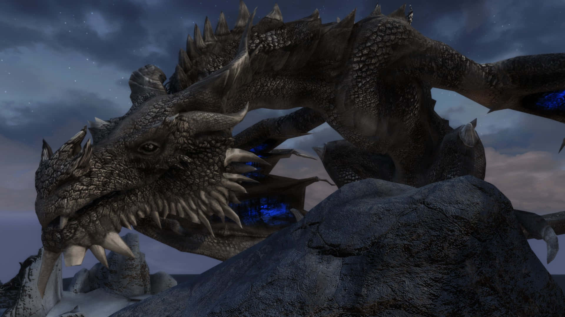 Paarthurnax, Skyrim, dark dragon, Full HD Desktop Wallpaper