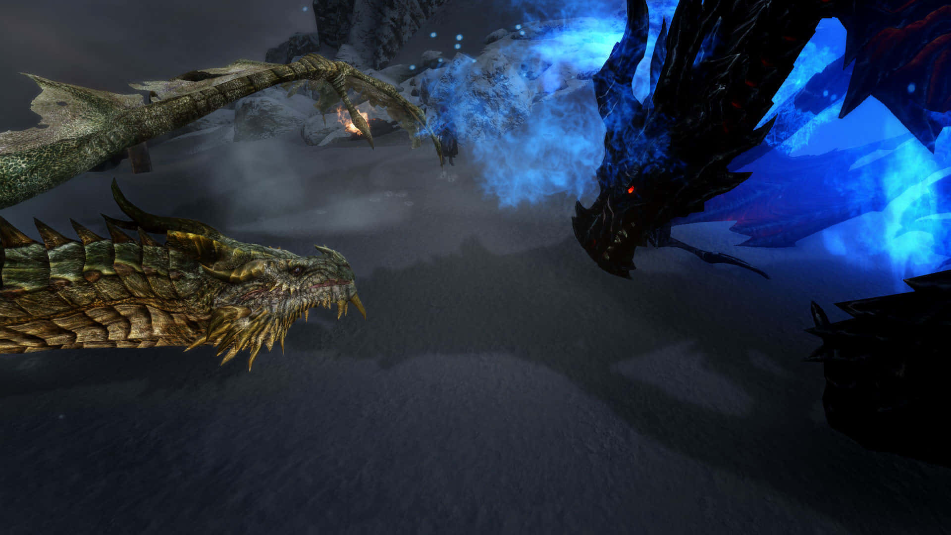 Skyrim, Paarthurnax, snowy cavern, Full HD Desktop Wallpaper