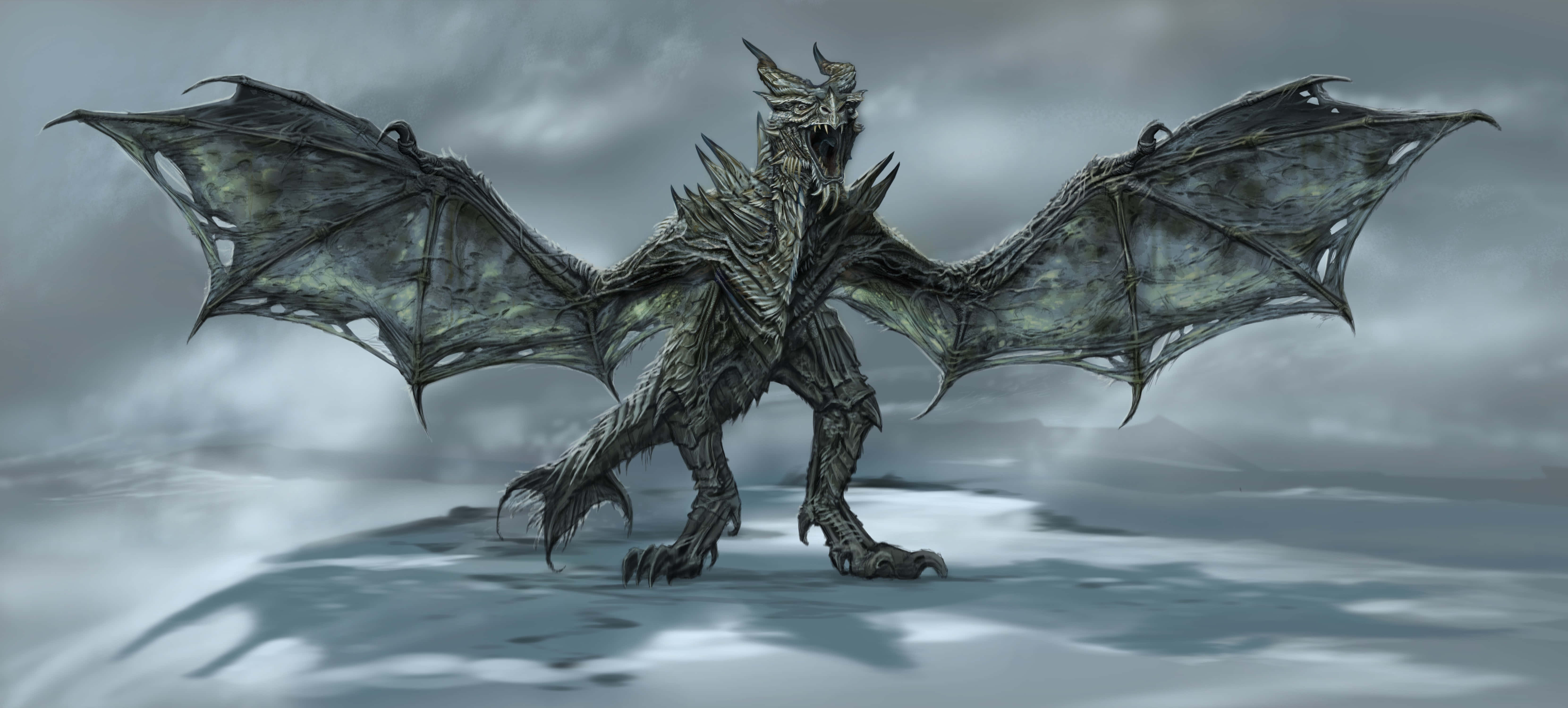 Skyrim, Paarthurnax, metallic dragon, 5K Desktop Wallpaper