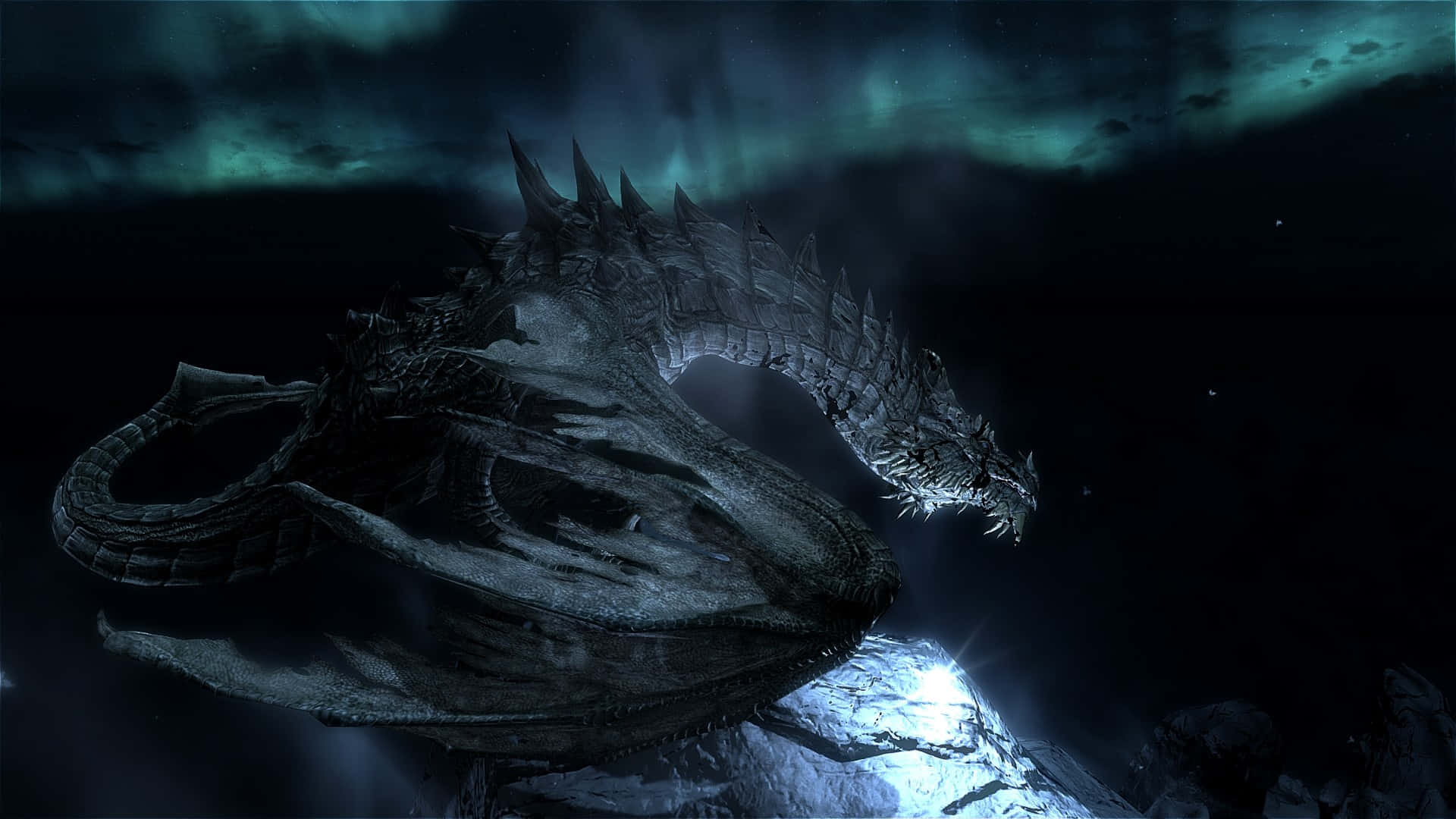 Skyrim, Paarthurnax, snowy mountaintop, Full HD Desktop Wallpaper