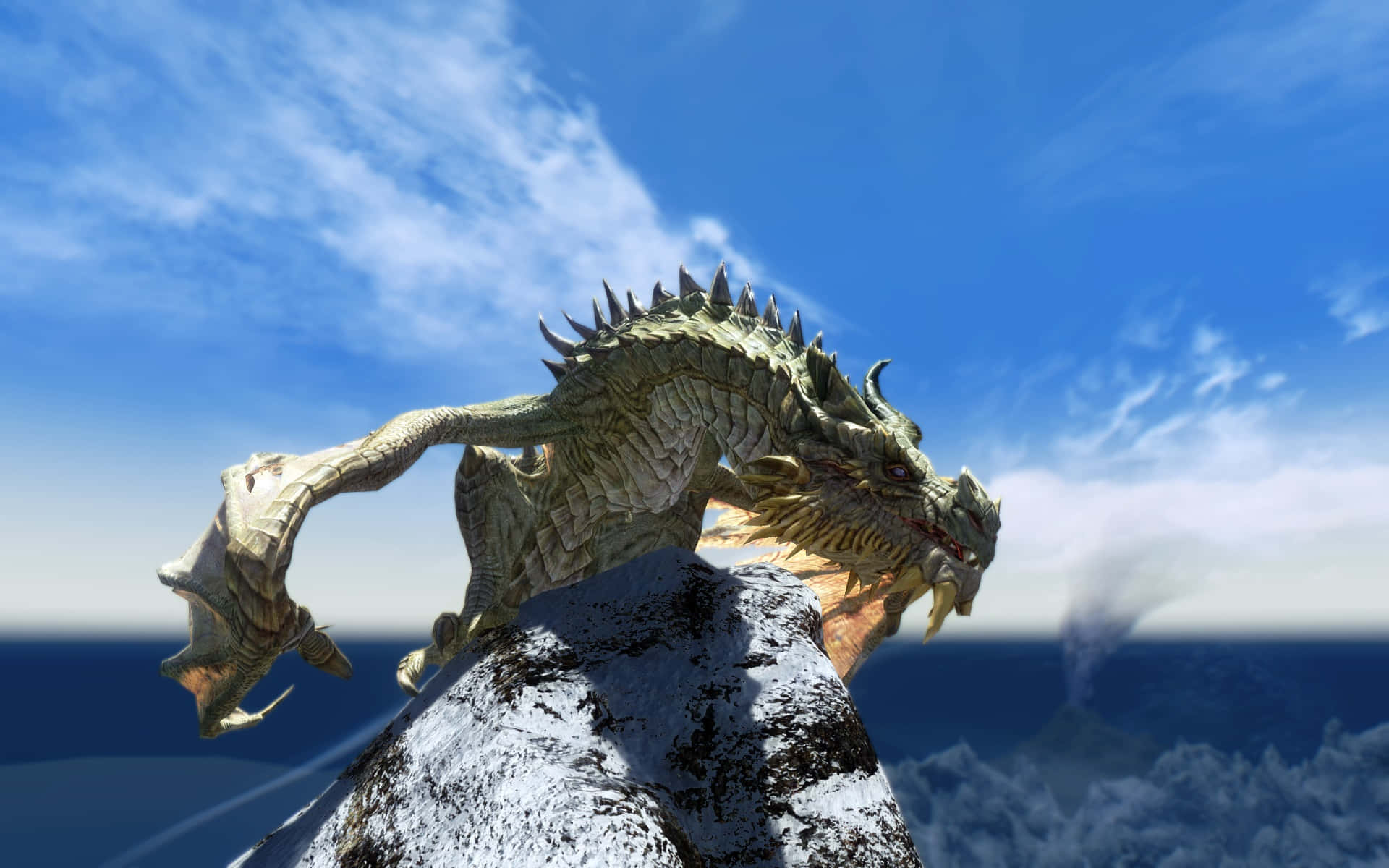 Paarthurnax, Skyrim, green dragon, Full HD Desktop Wallpaper