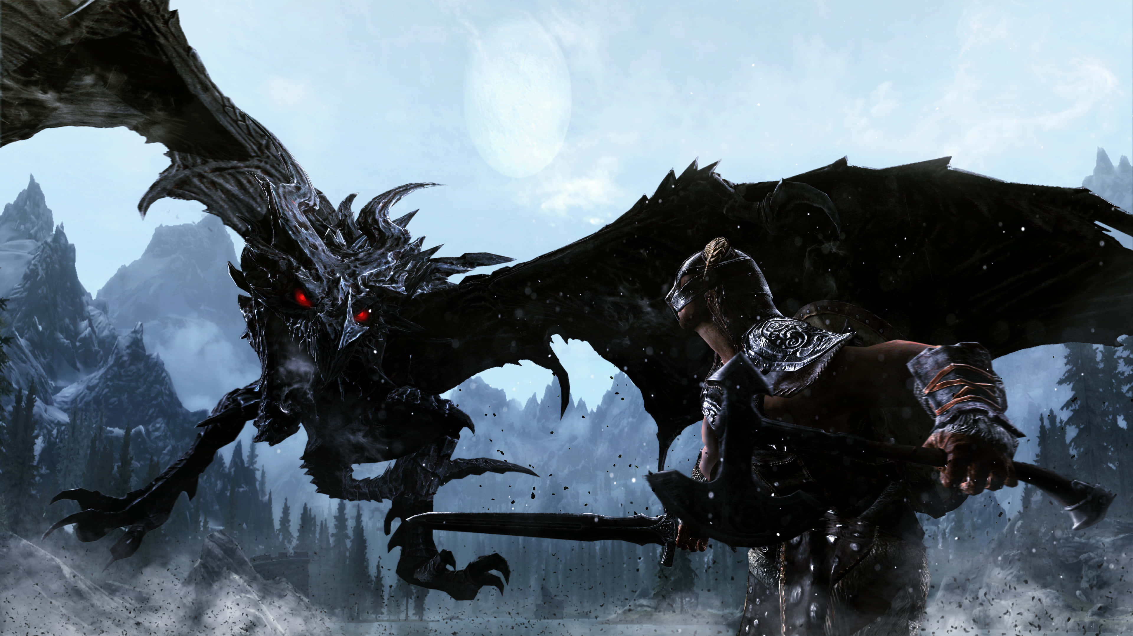 Skyrim, Paarthurnax, black dragon, 4K Desktop Wallpaper