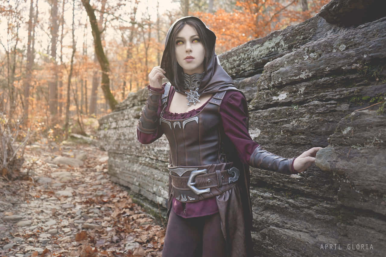 Skyrim, Serana, autumn forest, HD Desktop Wallpaper