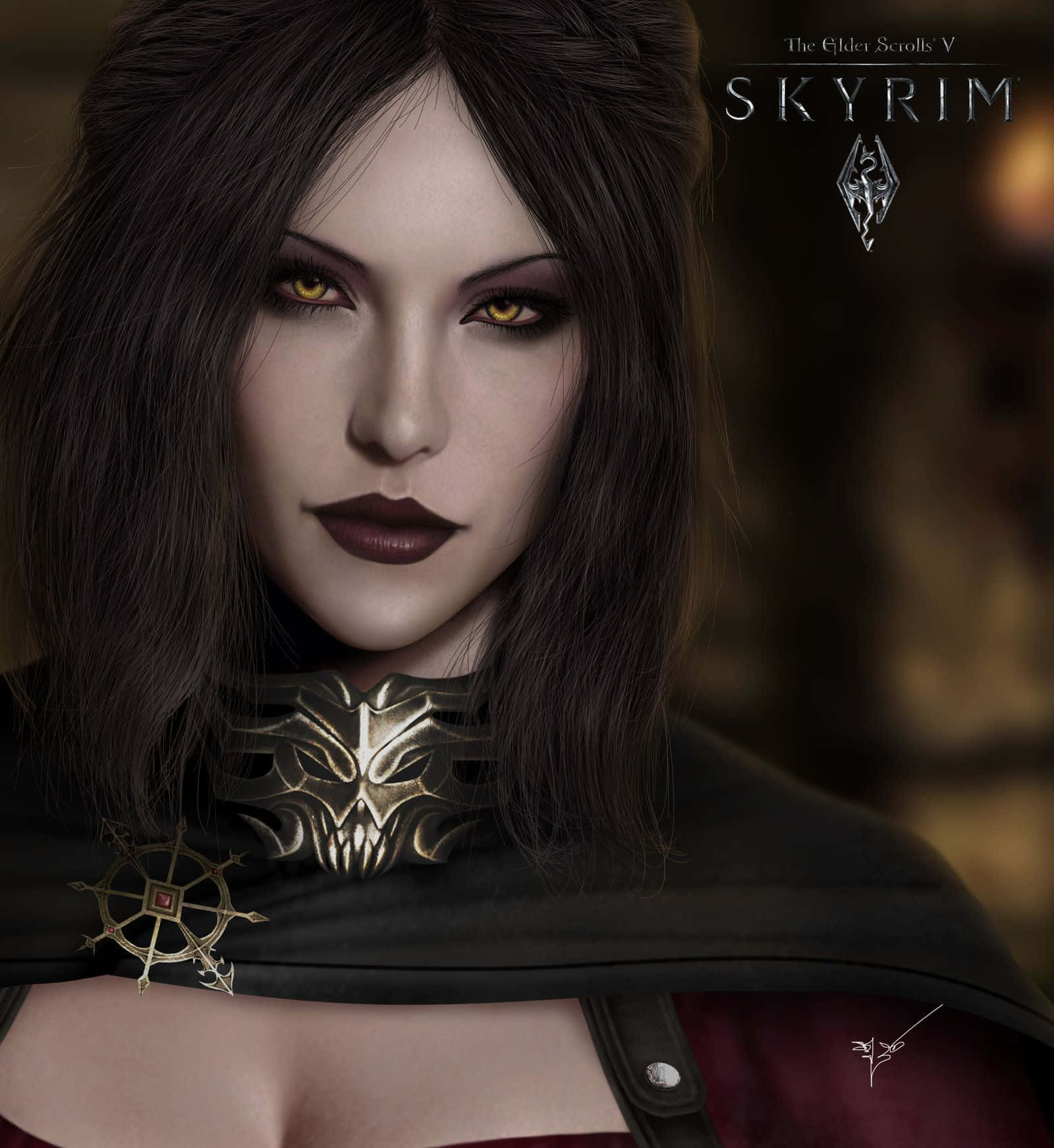 Serana, Skyrim, dark-haired woman, HD Phone Wallpaper