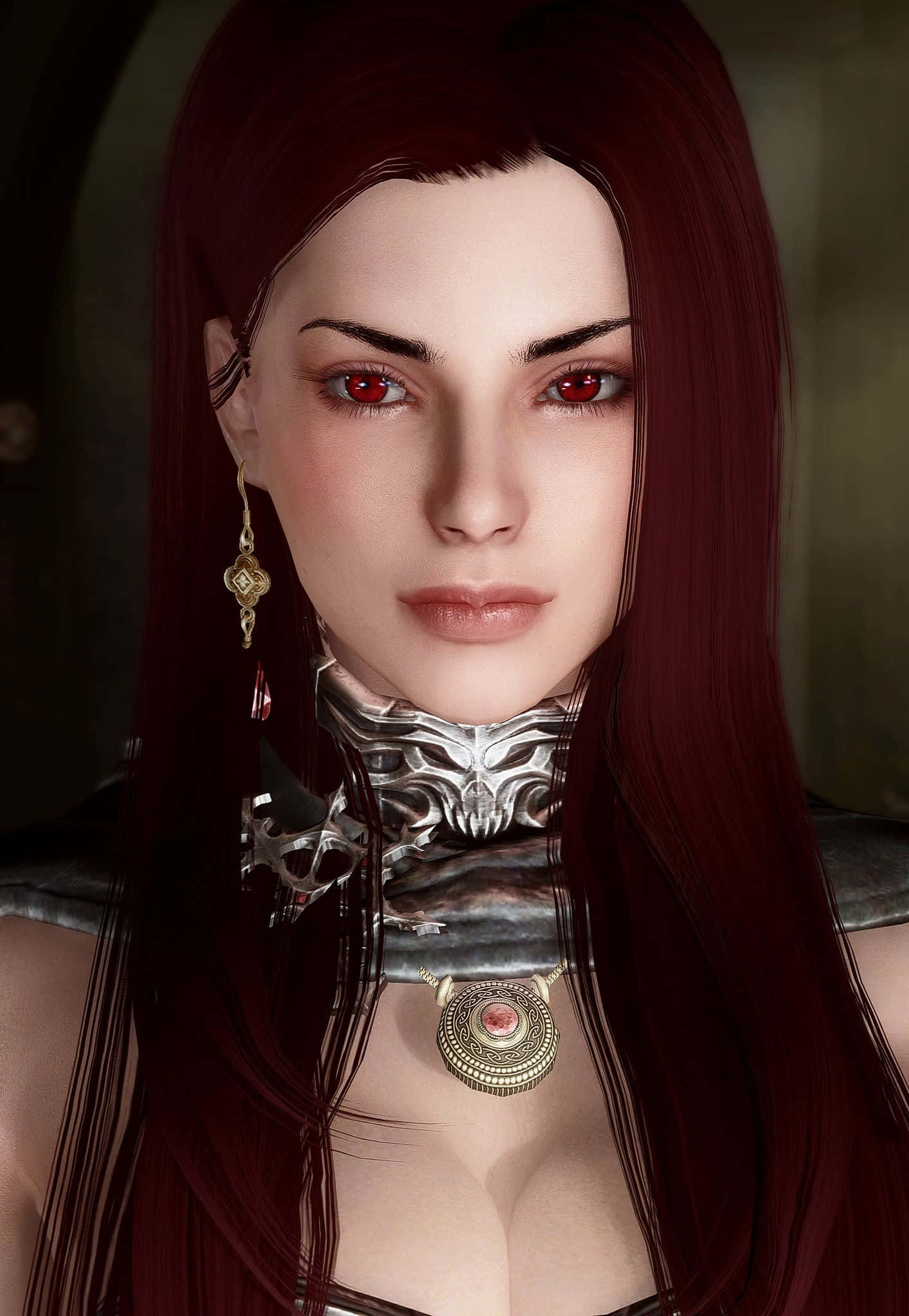 Skyrim, Serana, long dark red hair, Full HD Phone Wallpaper