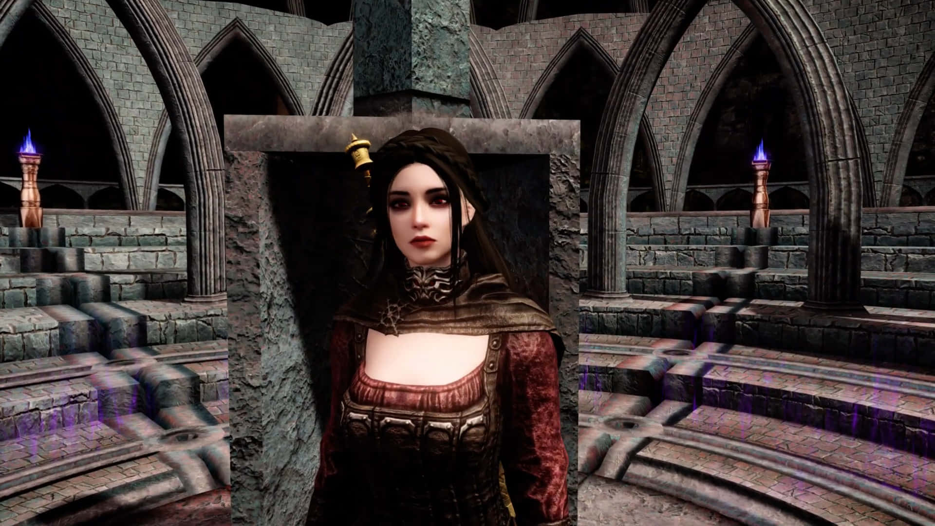 Skyrim Serana, Serana, red armor, Full HD Desktop Wallpaper