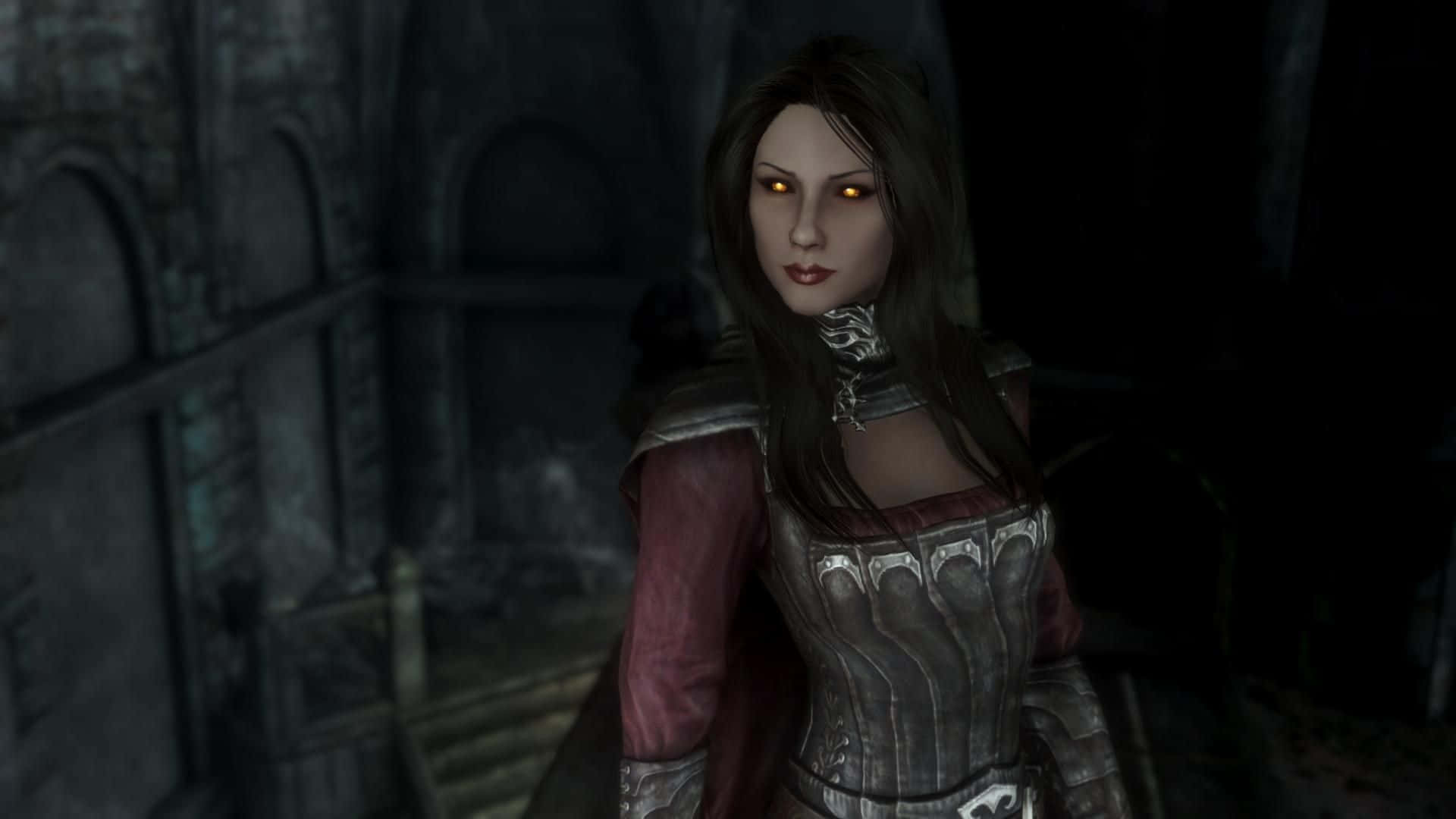 Skyrim, Serana, glowing orange eyes, Full HD Desktop Wallpaper