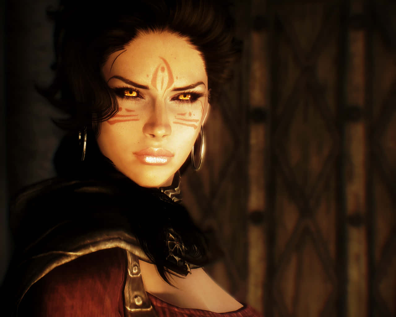 Serana, Skyrim, glowing amber eyes, HD Desktop Wallpaper