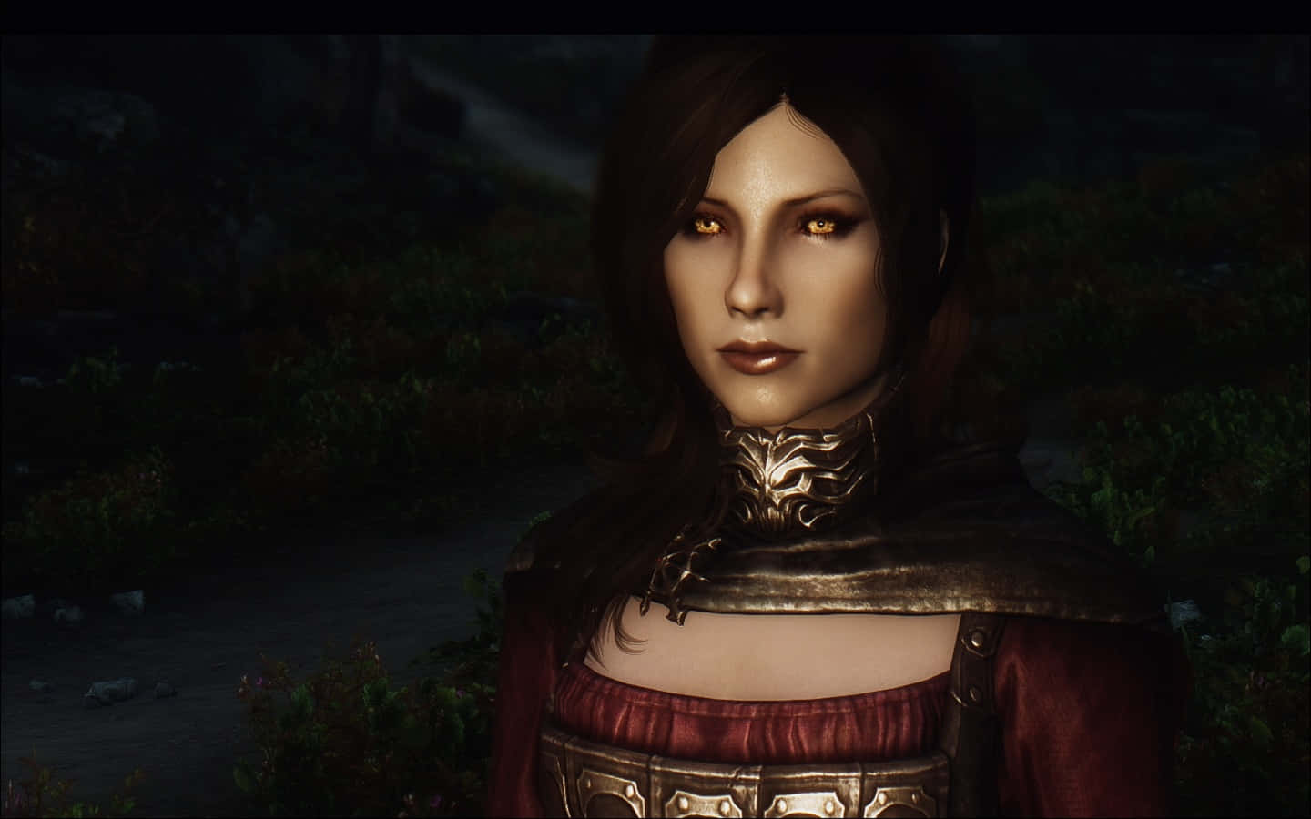 Serana, Skyrim, glowing amber eyes, HD Desktop Wallpaper