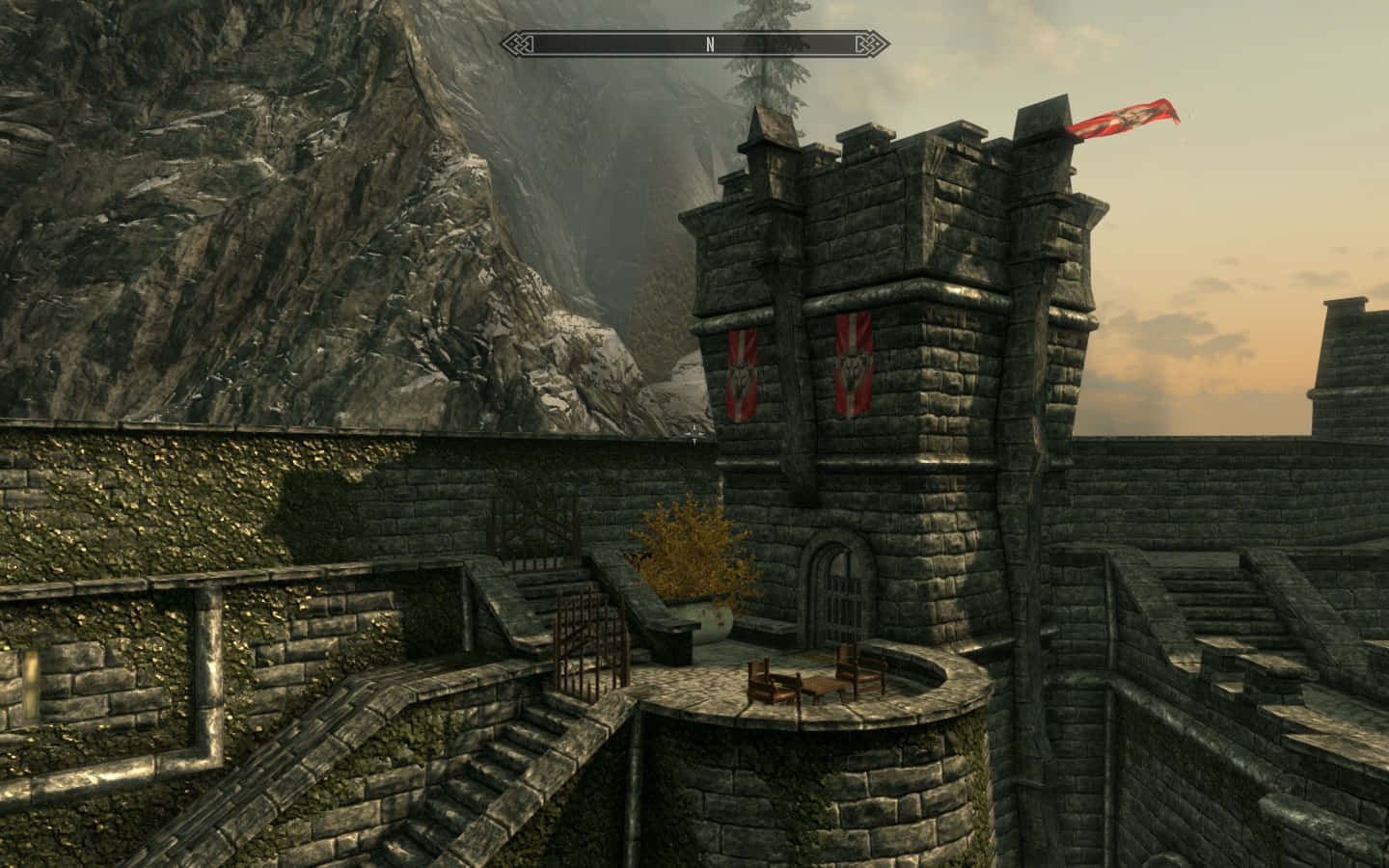Solitude, Skyrim, stone castle tower, HD Desktop Wallpaper