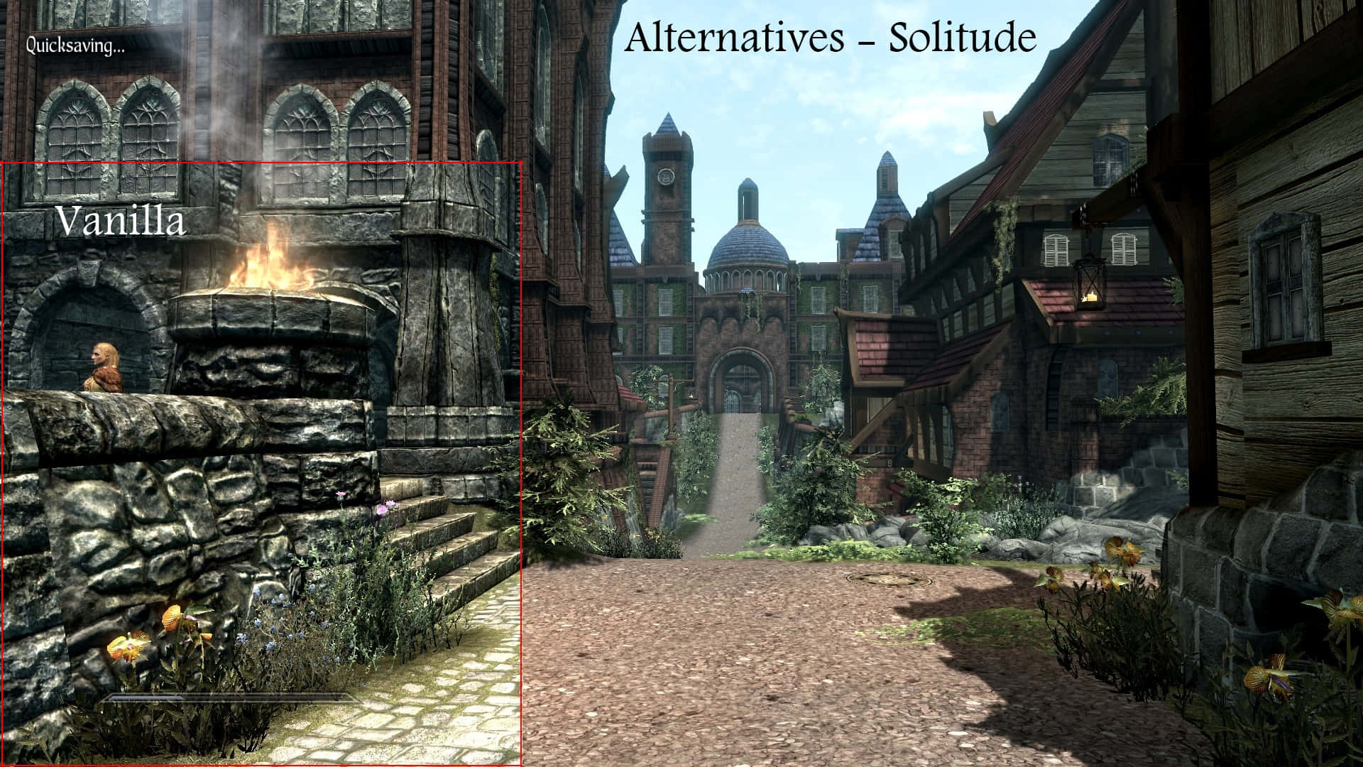Solitude, Skyrim, cobblestone path, Full HD Desktop Wallpaper