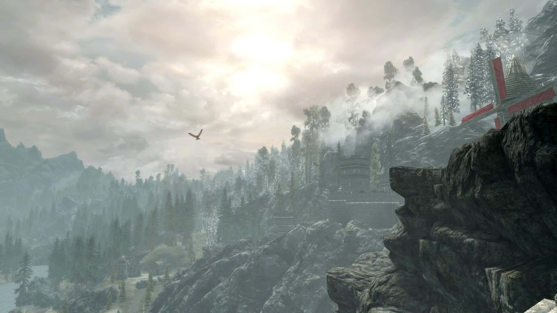 Solitude, Skyrim, ancient stone ruins, Full HD Desktop Wallpaper
