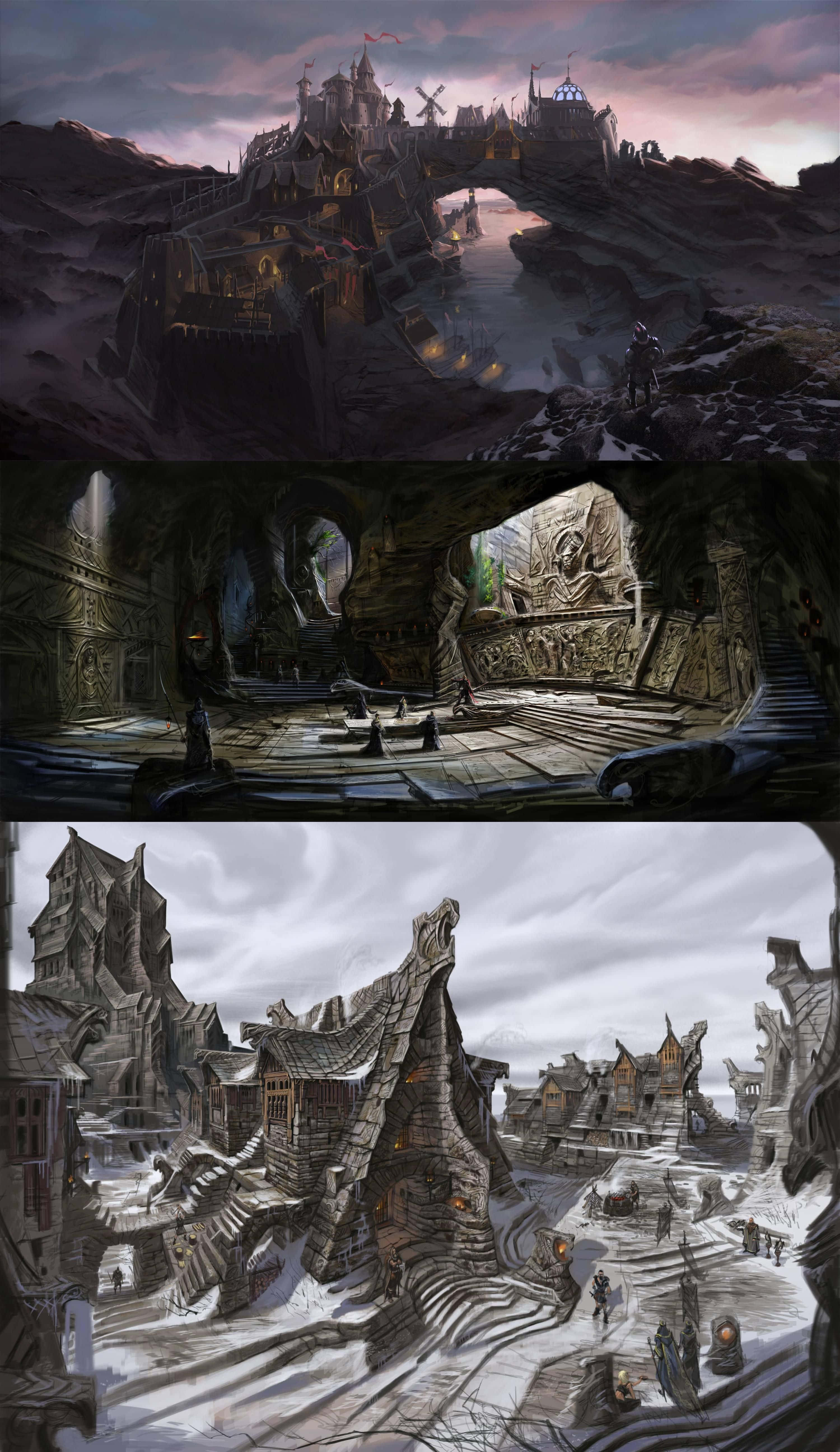 Skyrim Solitude, Solitude, castle on cliffs, 5K Phone Wallpaper