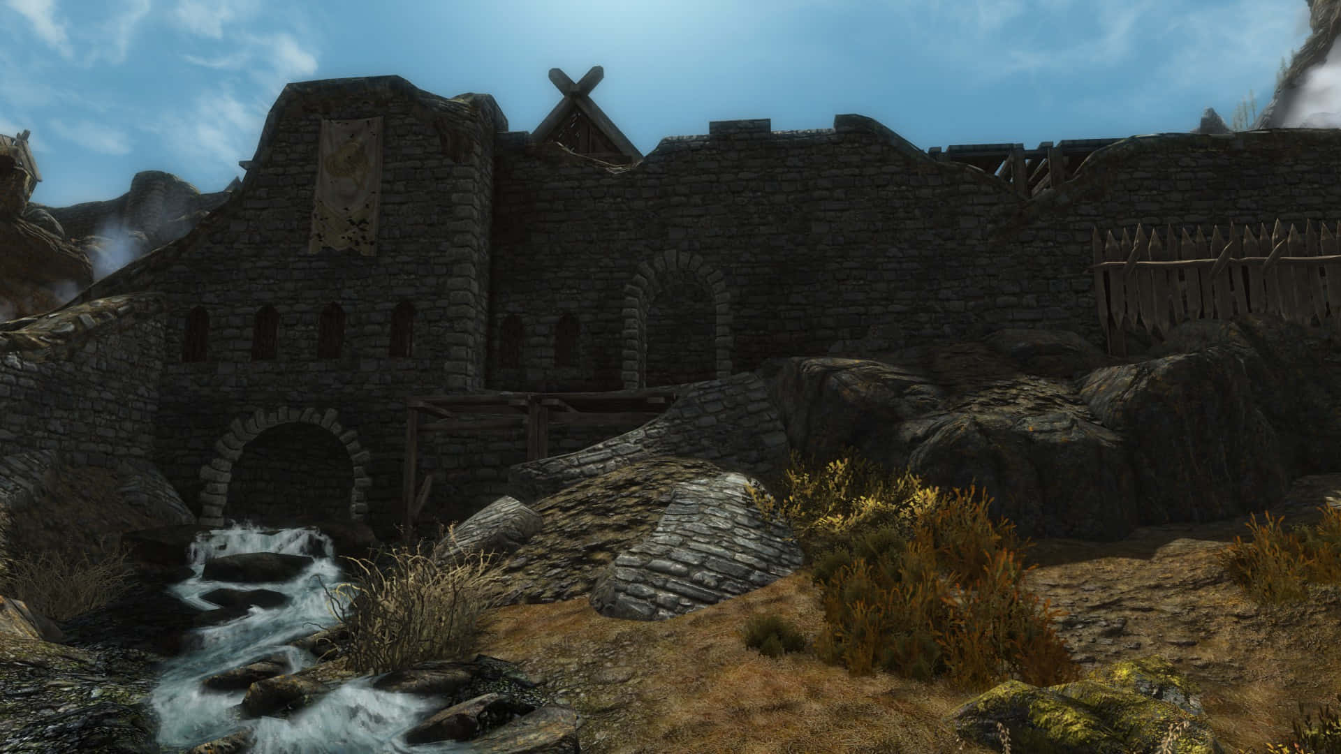 Skyrim, Whiterun, stone fortress, Full HD Desktop Wallpaper