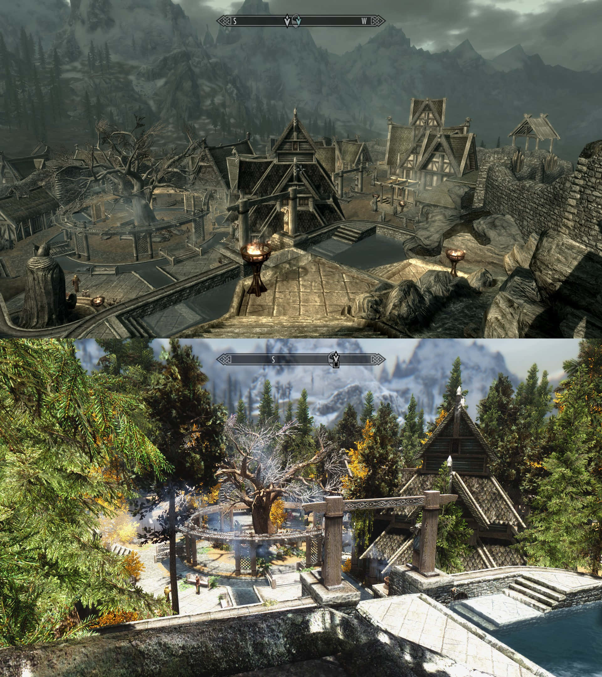 Skyrim, Whiterun, medieval fantasy village, Full HD Phone Wallpaper