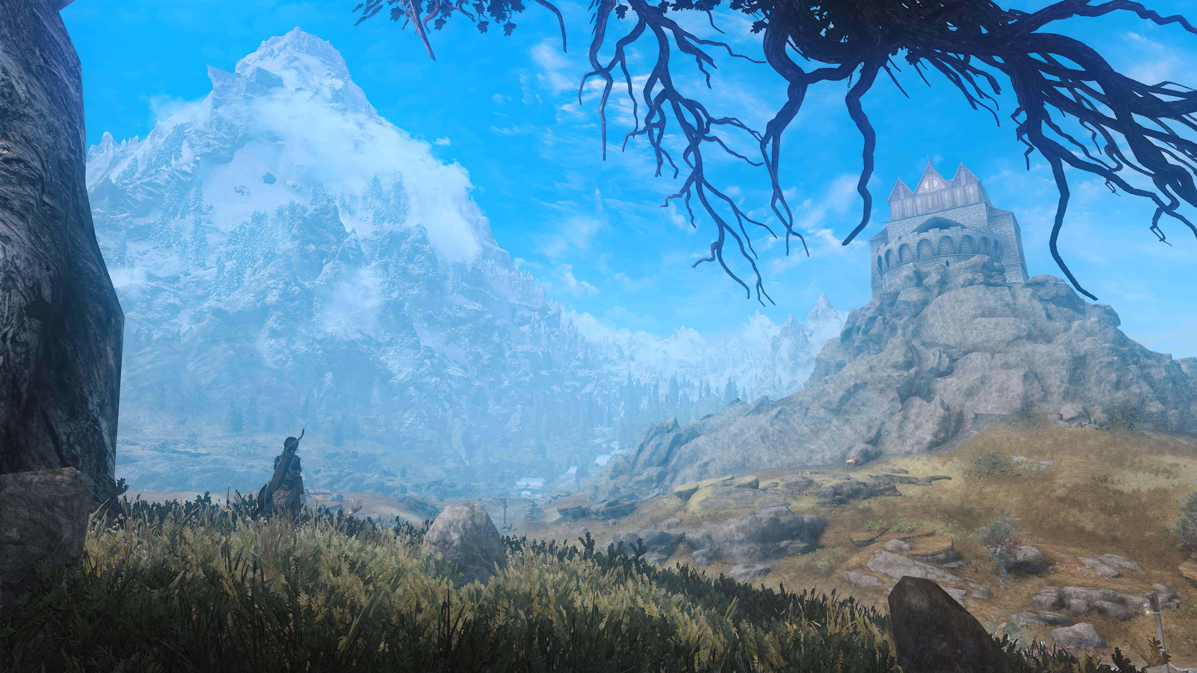 Whiterun, Skyrim, snow-capped mountain, 4K Desktop Wallpaper